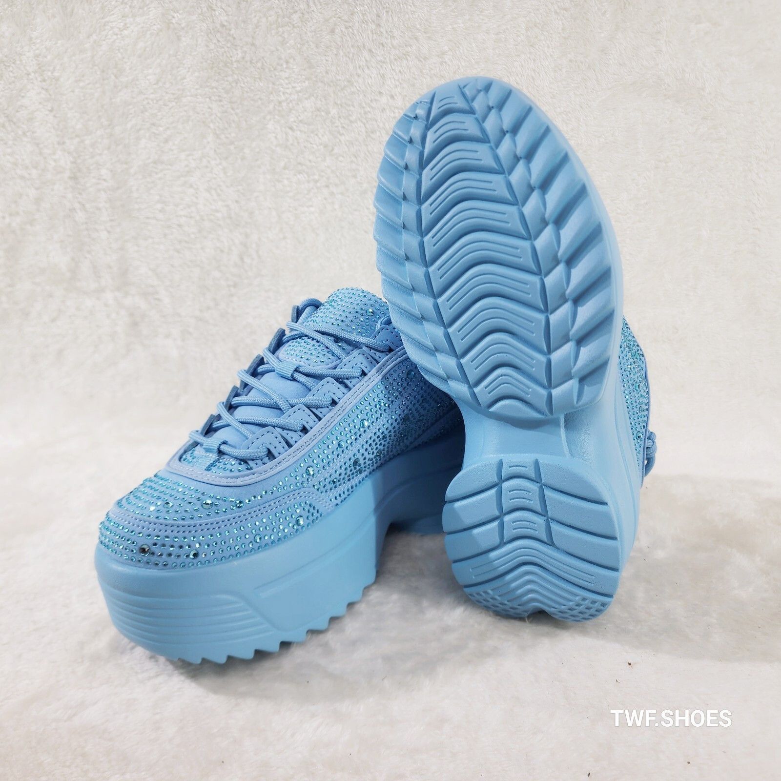 Other Ultra Cush Light Blue Rhinestone Platform Sneakers (US Shoe Size US 10 / IT 40 - 2 Thumbnail