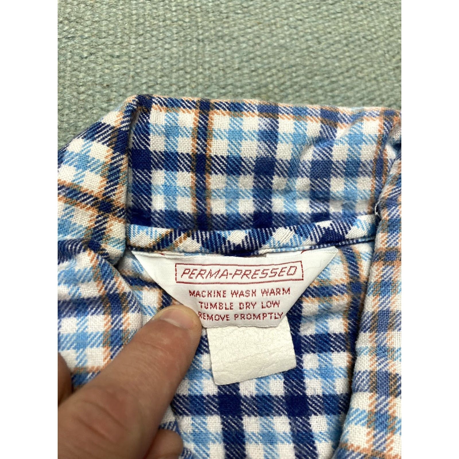 Vintage VINTAGE 70s 80s flannel shirt perma pressed cotton plaid checkered medium Blue Mens Long Sleeve Button-Up M Size US M / EU 48-50 / 2 - 3 Thumbnail