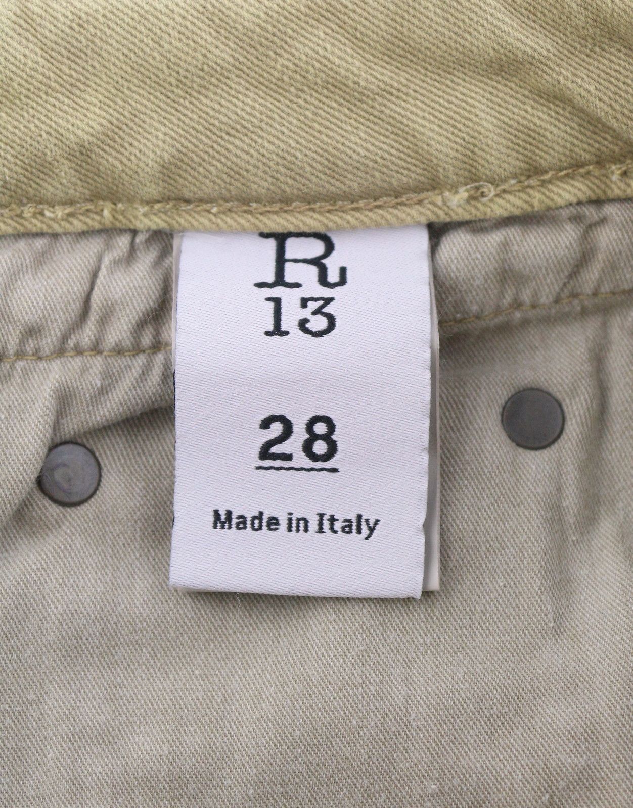 R13 BOY STRAIGHT 28 Khaki Stretch Washed Ankled Light 86308 Size 28" / US 6 / IT 42 - 8 Thumbnail