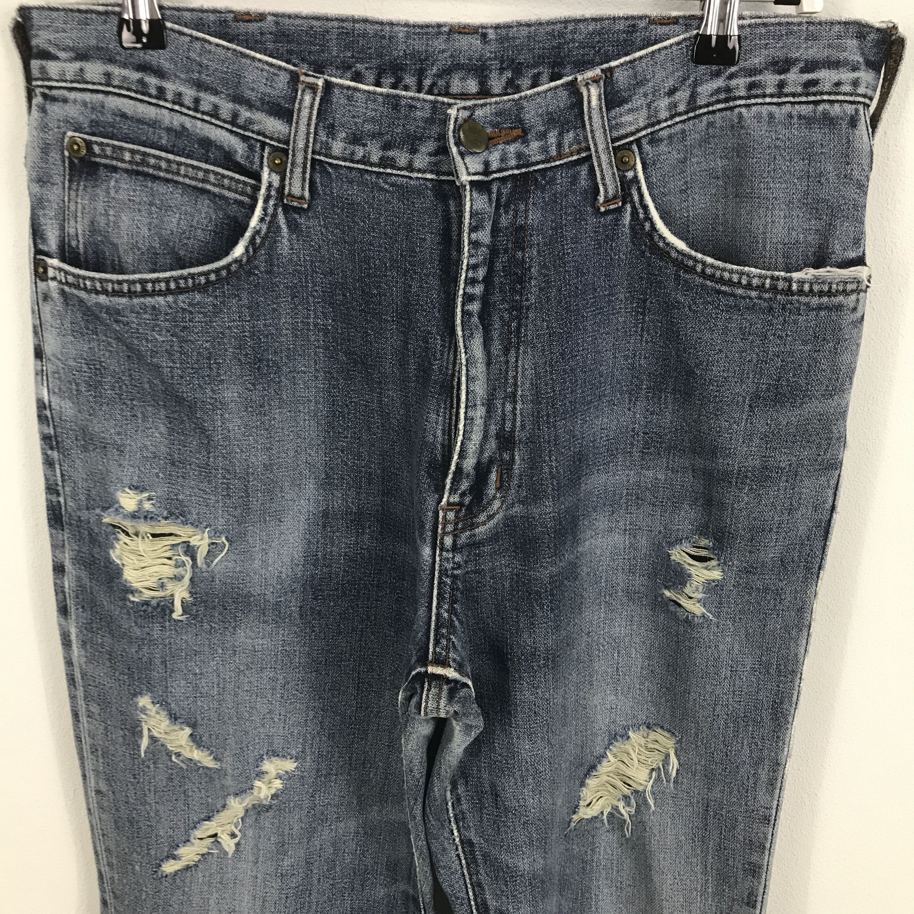 Japanese Brand Flare wrangler Bootcut distressed denim jeans pants Size US 31 - 2 Thumbnail