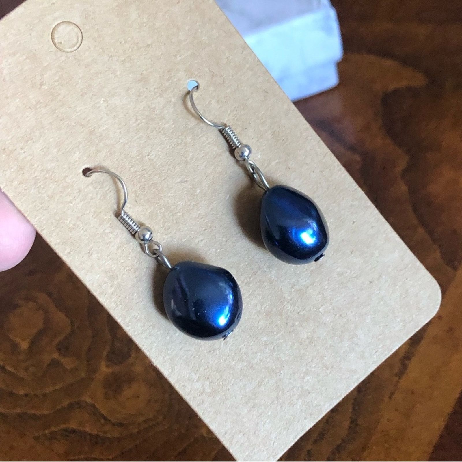 Jewelry Peacock blue simulated pearl necklace and earring set Size ONE SIZE - 3 Thumbnail