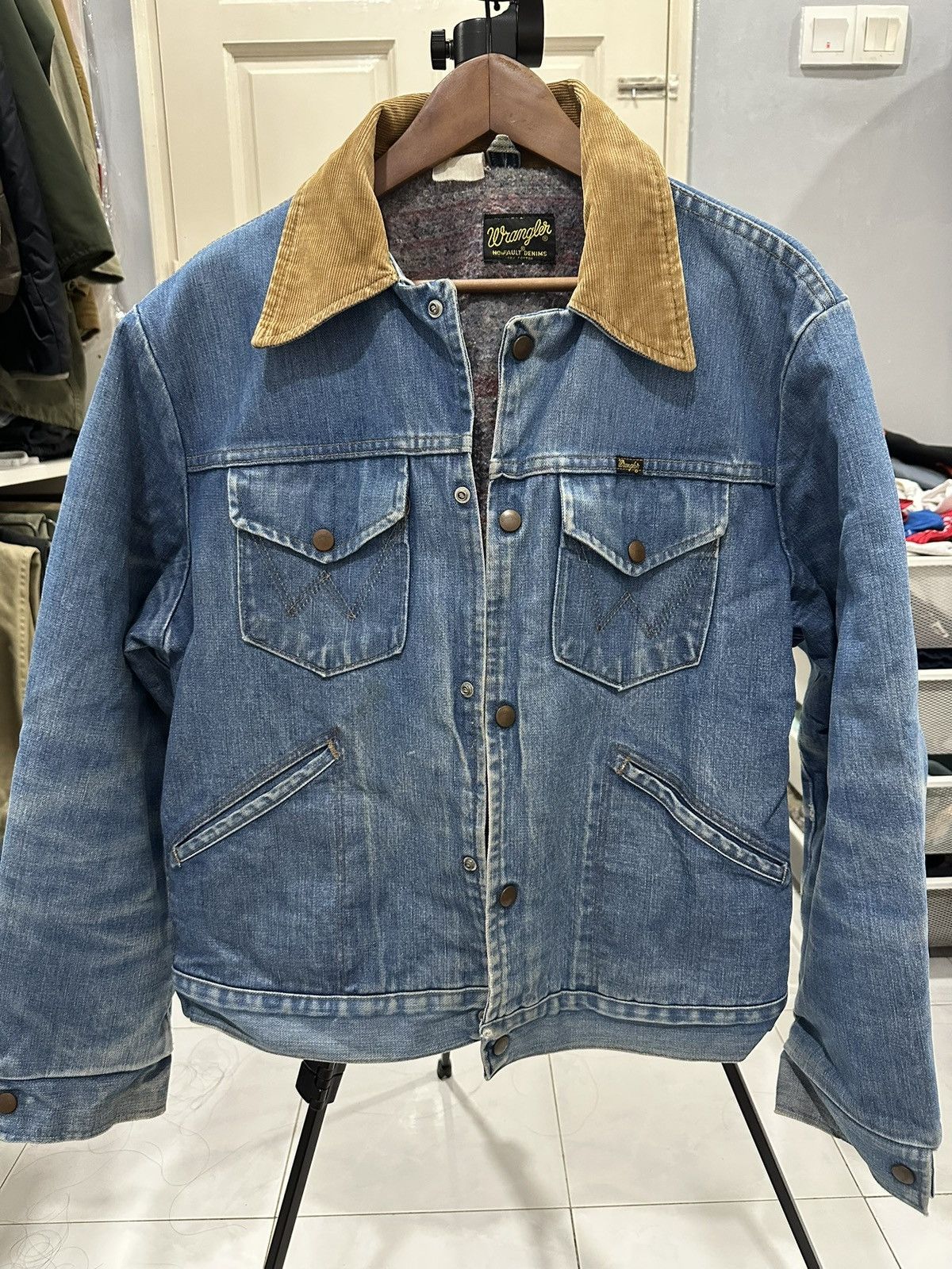 Vintage 70s Wrangler western Denim Jacket Blanket lined