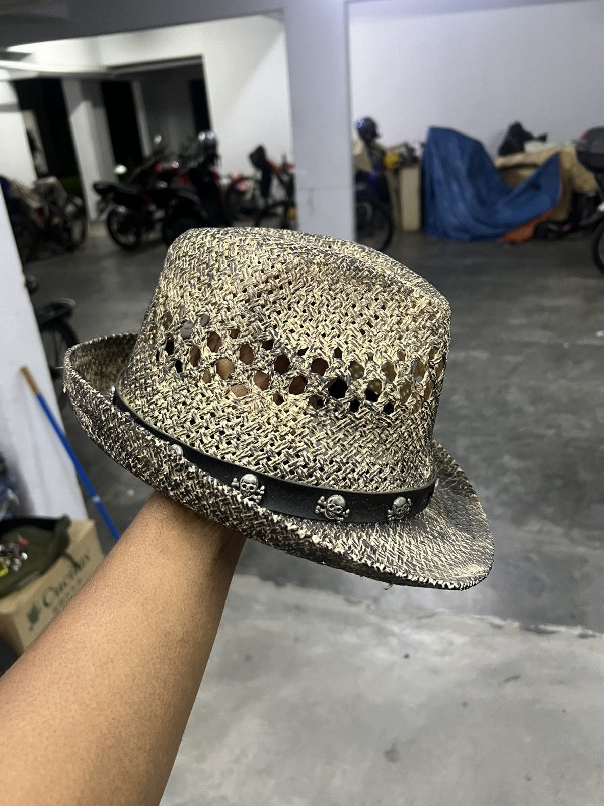 Japanese Brand × Vintage SNAKESKIN EFFECT STRAW COWBOY HAT SKULL Size ONE SIZE - 6 Thumbnail