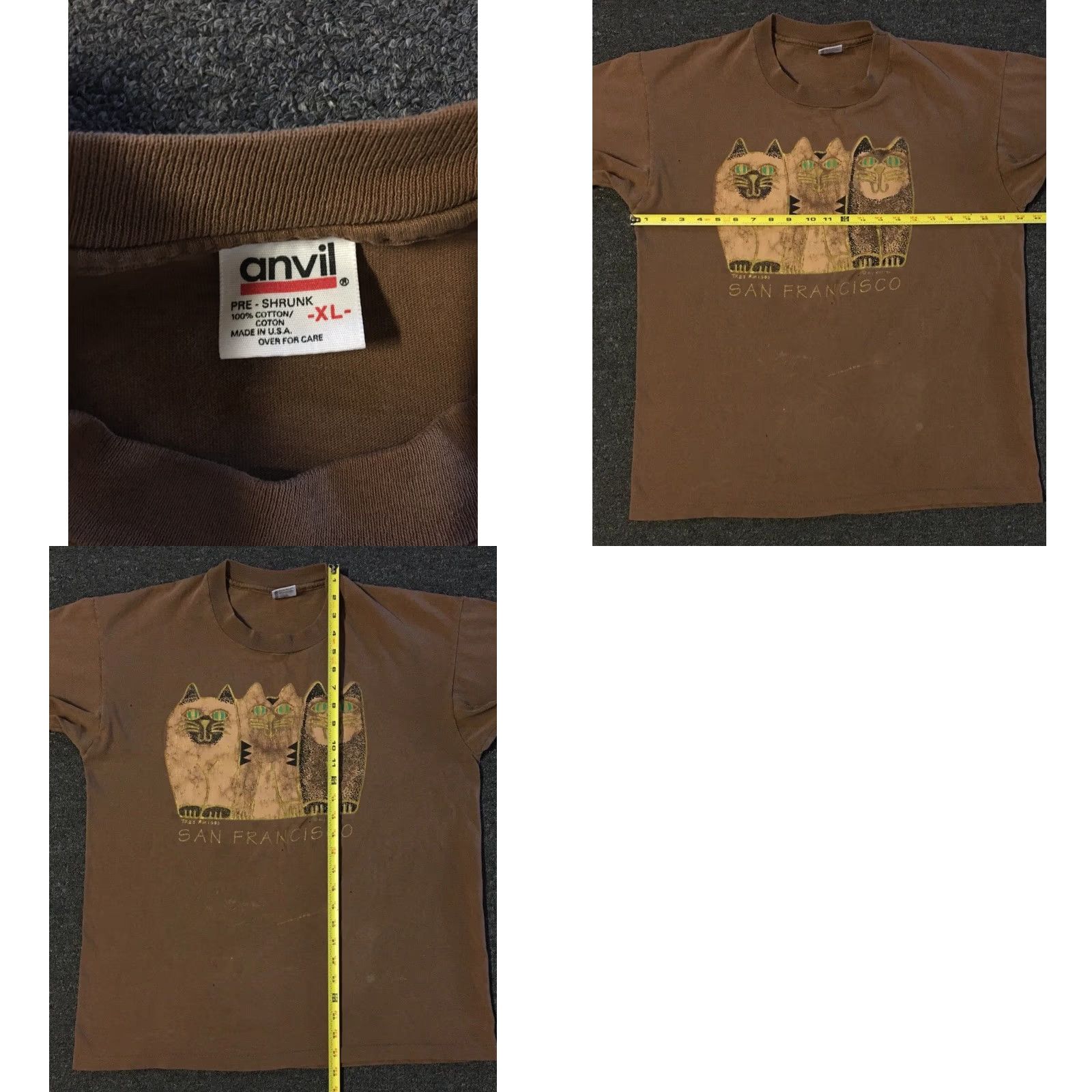 Vintage VINTAGE 90s Abstract Cat Faded Distress Shirt M L San Francisco Art Animal Grunge 80 Size US M / EU 48-50 / 2 - 9 Thumbnail