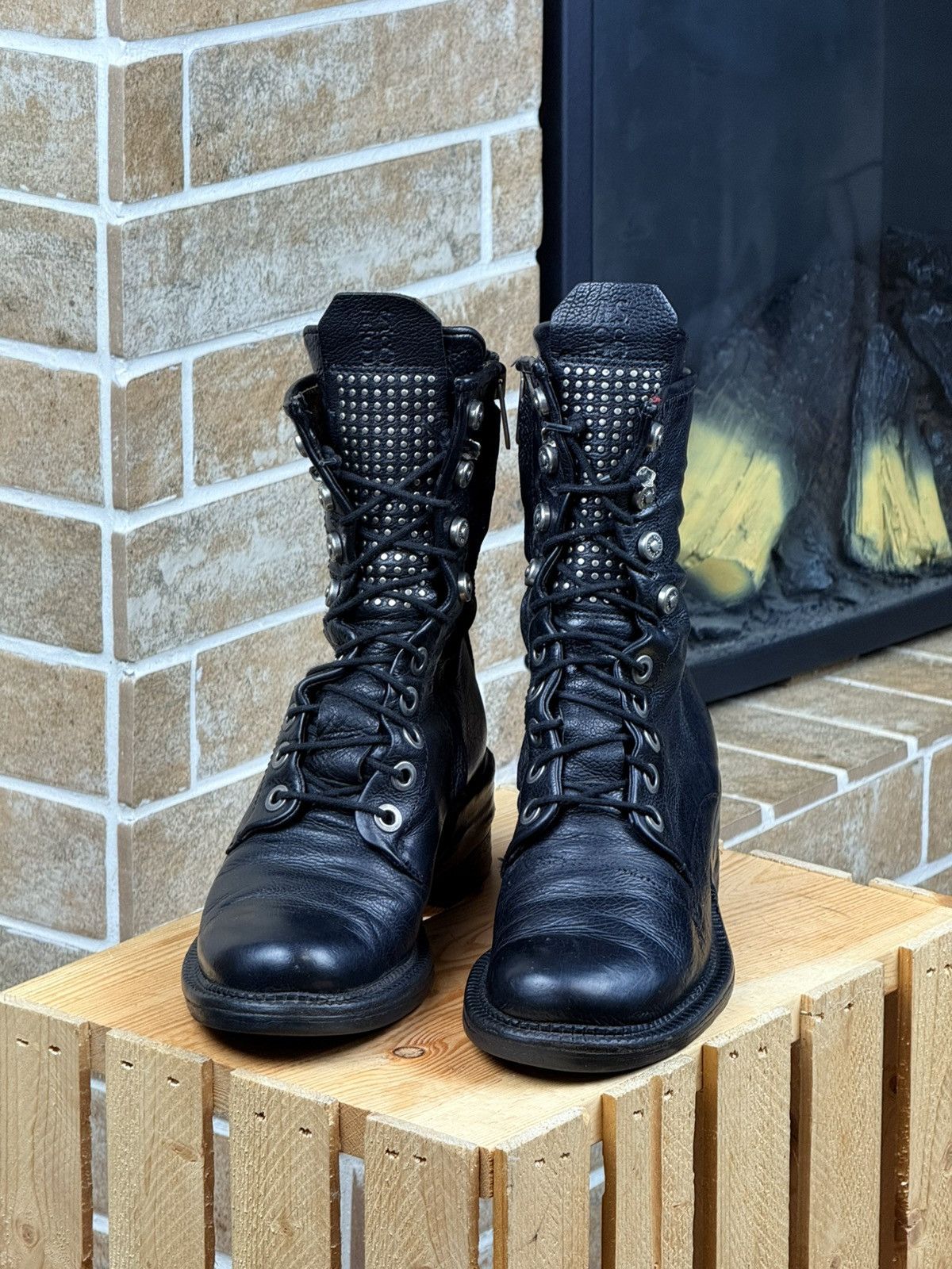 A.S.98 A.S98 Black Leather Zip Biker Combat Anant Garde Boots Size US 5.5 / IT 35.5 - 4 Thumbnail