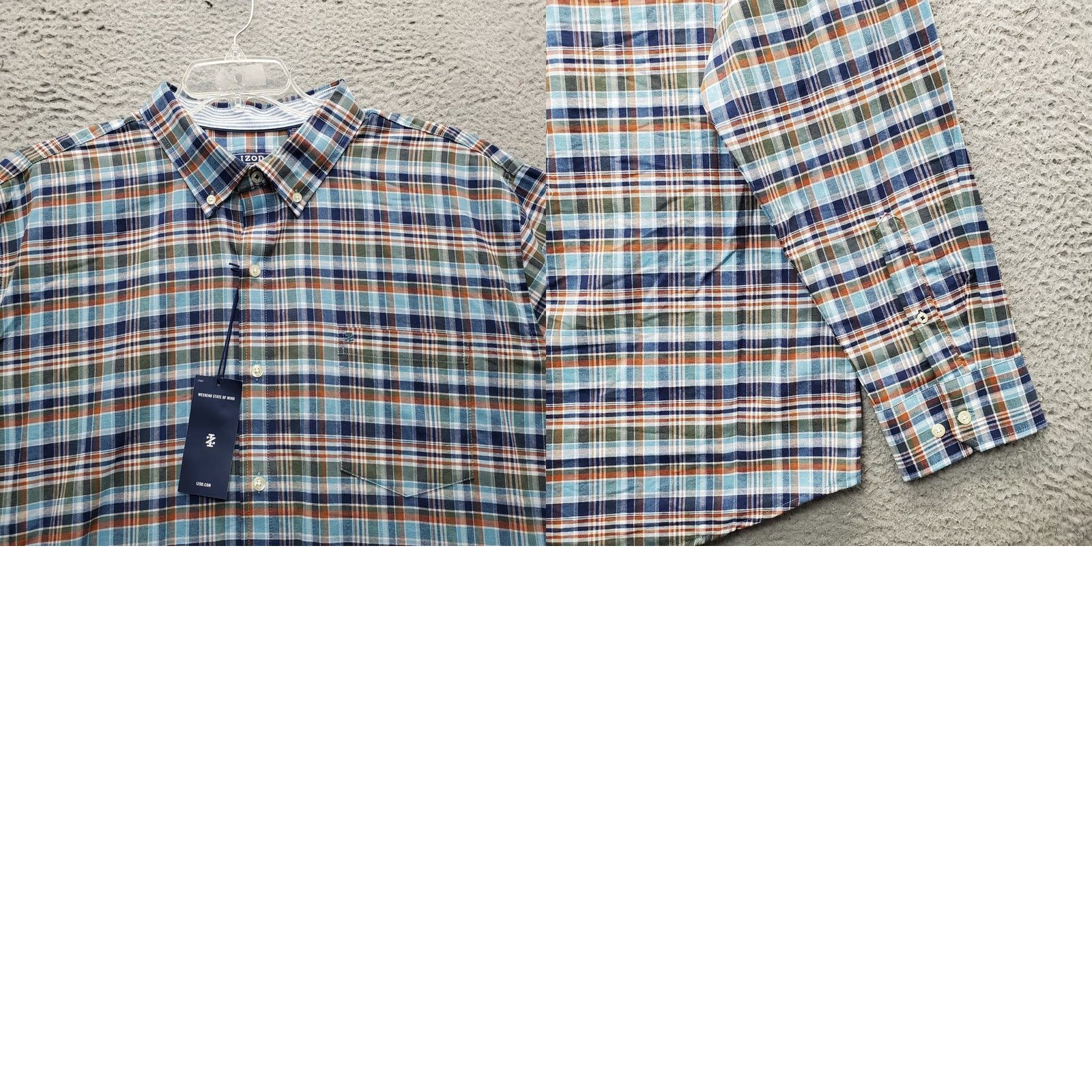 Izod IZOD Shirt Mens XXL Multi Plaid Woven Oxford Long Sleeve Collared Button-Down Size US XXL / EU 58 / 5 - 8 Thumbnail