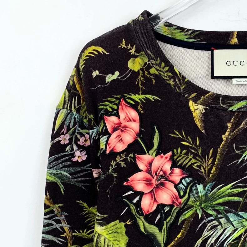 Gucci Gucci Color-blocked jungle flower print round-neck long-sle Size US S / EU 44-46 / 1 - 3 Thumbnail
