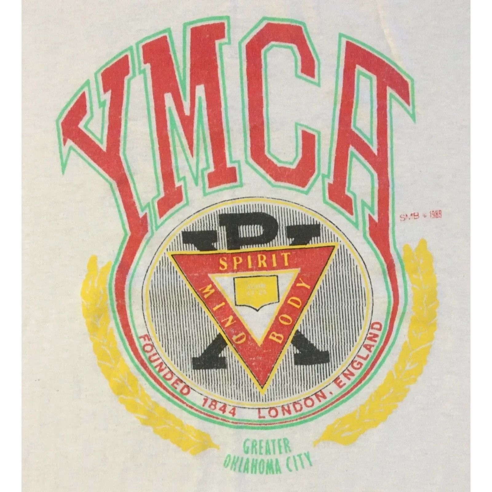 Vintage Vtg Oklahoma YMCA Distressed Faded Spellout Shirt M USA Track & PE School Gym Grunge 80s 90s Size US M / EU 48-50 / 2 - 2 Thumbnail