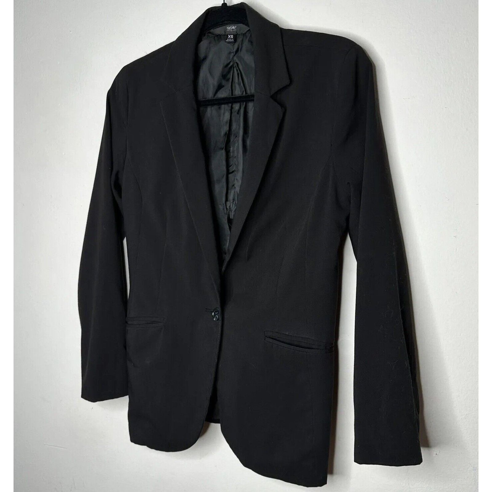 Mossimo Mossimo Jet Black One Button Welt Pocket Casual Blazer XS Size XS / US 0-2 / IT 36-38 - 2 Thumbnail