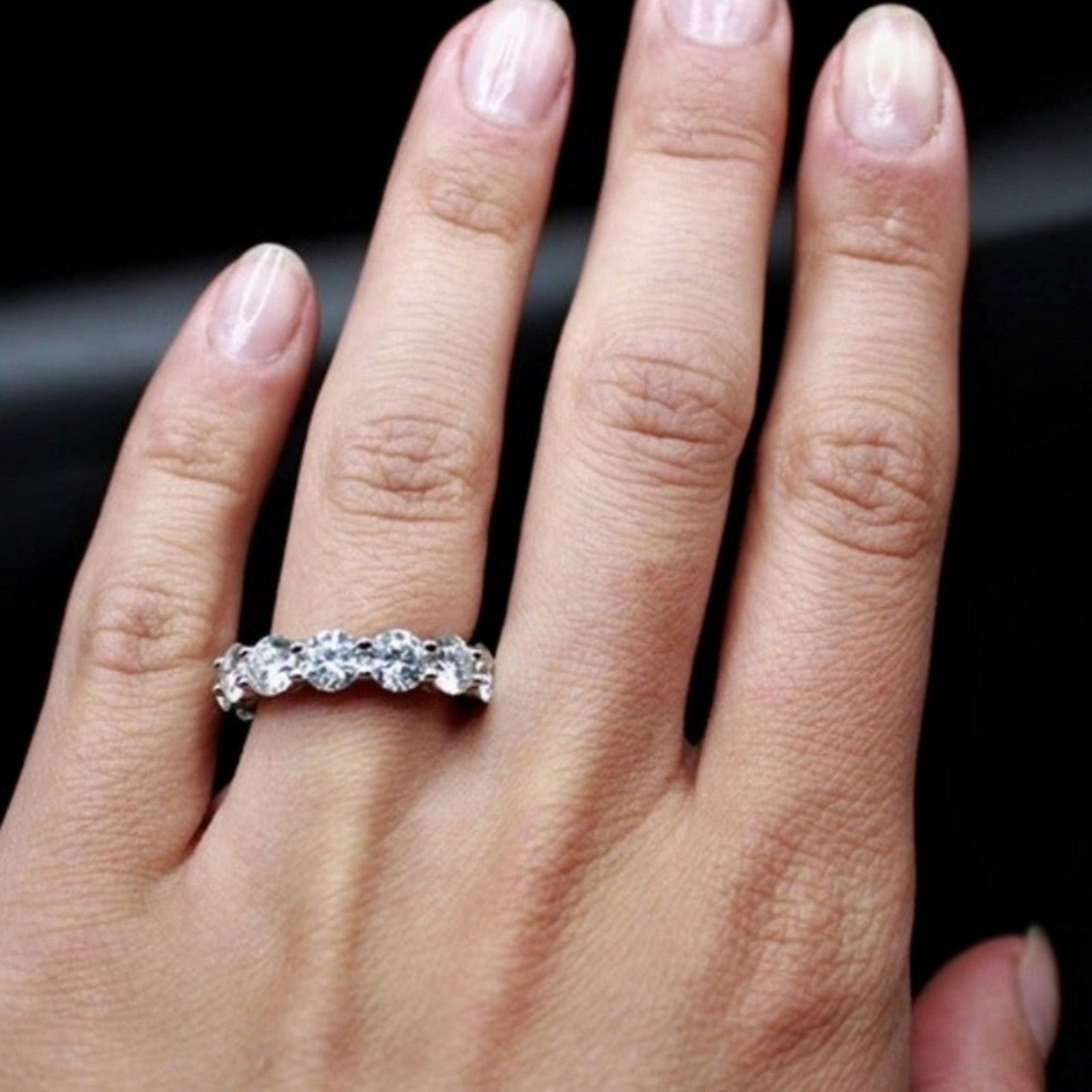 Other Round Moissanite Ring Full Eternity Band Tennis 9 NWT Size ONE SIZE - 10 Thumbnail