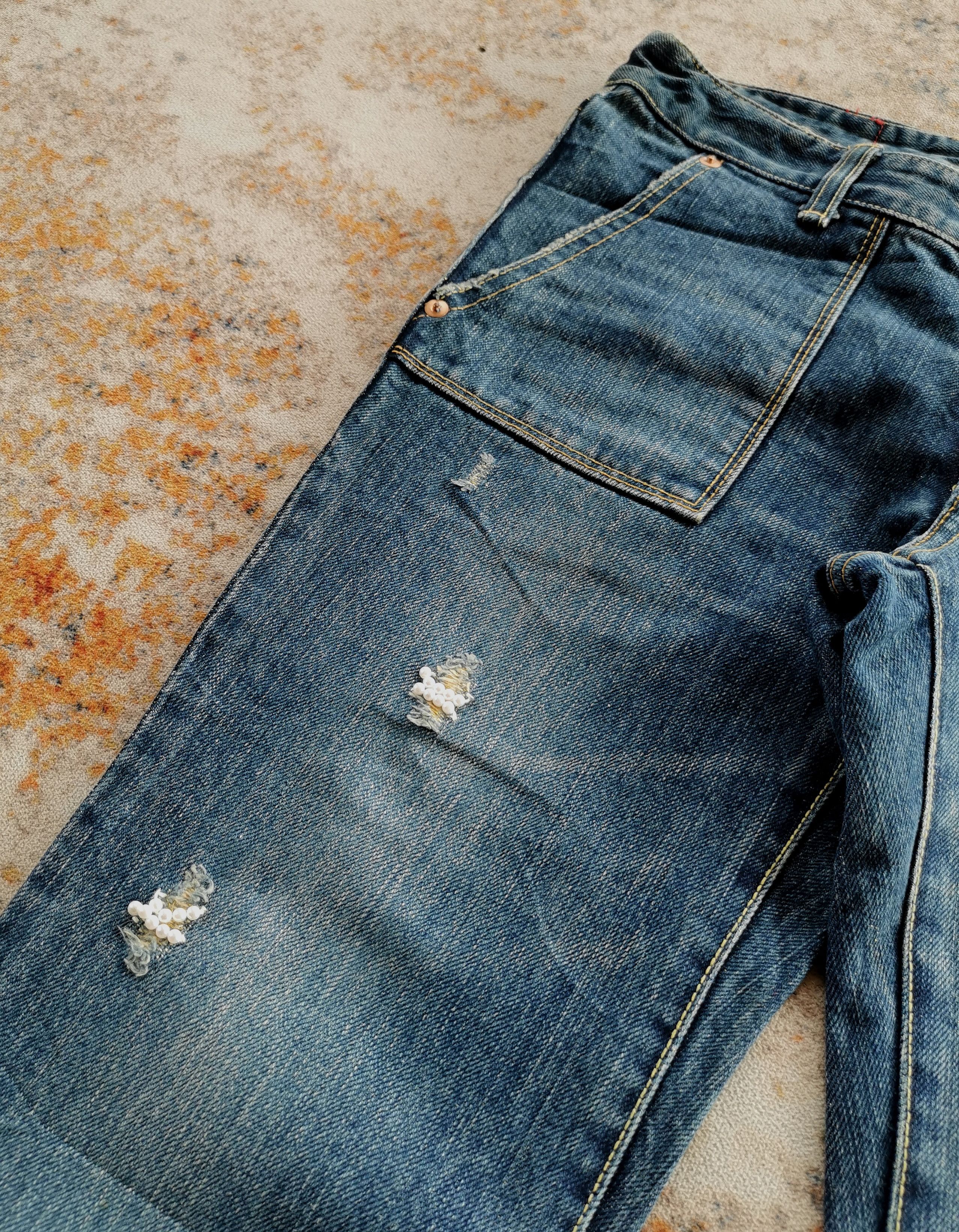 Tornado Mart Avantgarde distressed flared denim jeans SIZE 30'x32' Size US 30 / EU 46 - 7 Thumbnail