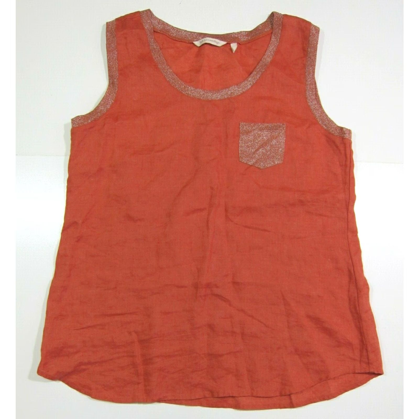 Soft Surroundings Soft Surroundings Orange Metallic Linen Sleeveless Tank Blouse Shirt Women Small Size S / US 4 / IT 40 - 5 Thumbnail