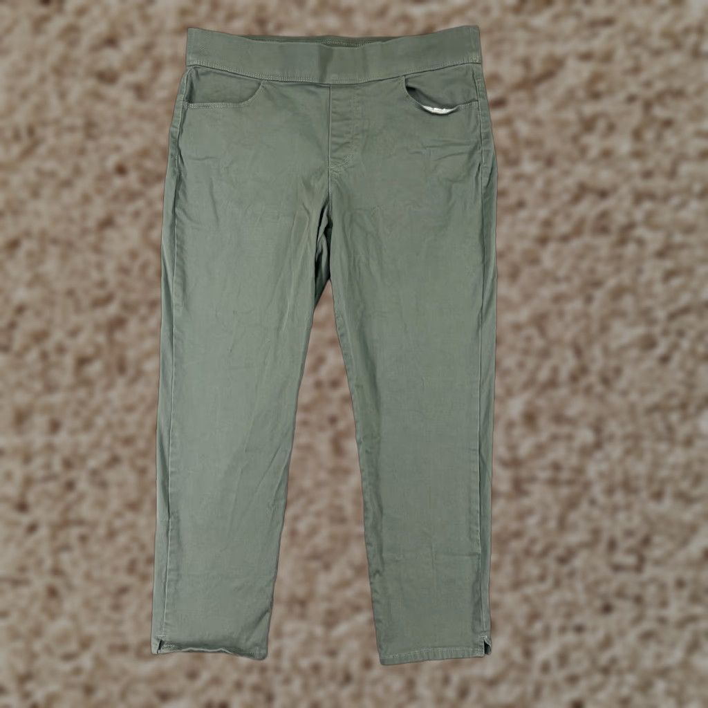 Gloria Vanderbilt Gloria Vanderbilt Pants Womens 12 Green Pull On Cotton Twill Pockets 34x24 Chino Regular Size 34" / US 12 / IT 48 - 1 Thumbnail
