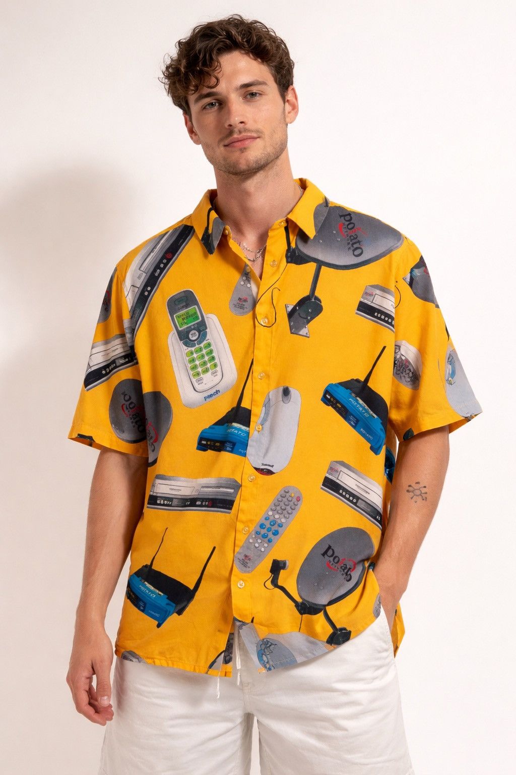 Imran Potato Imran Potato “Potato Tech” Button Up Shirt Yellow XL Size US XL / EU 56 / 4 - 1 Thumbnail