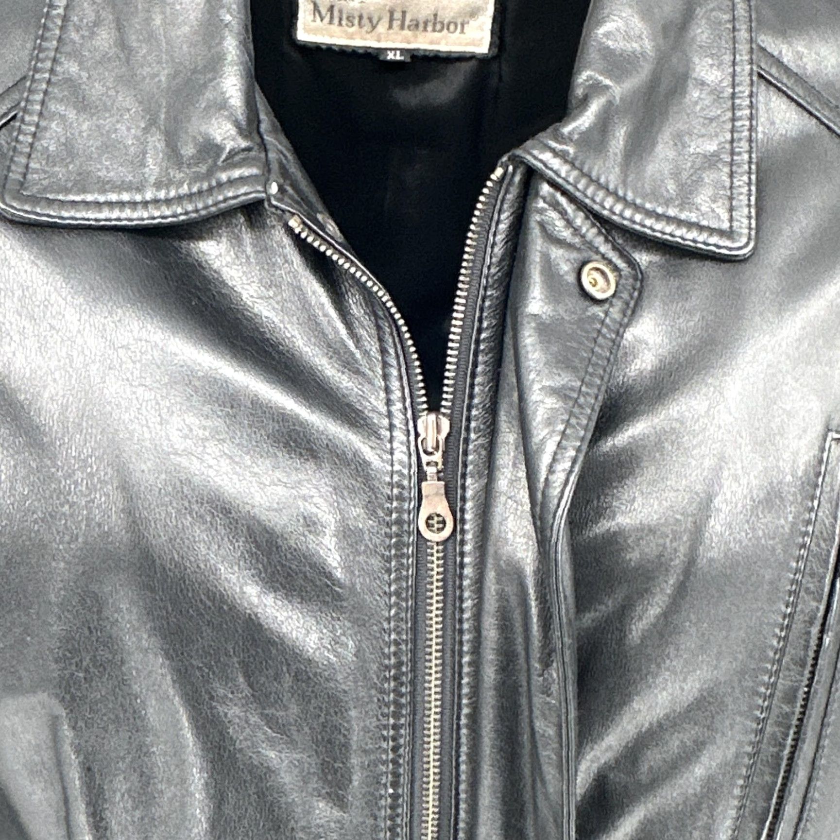 Vintage VINTAGE Misty Harbor Coat Mens XL Black Leather Mid Length Zip Pockets Lined Mens XL Black Overcoat Size US XL / EU 56 / 4 - 6 Thumbnail