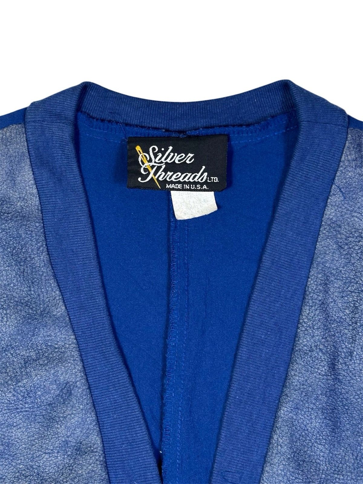 Vintage 80s SILVER THREADS NYLON WITH SUEDE LEATHER WESTERN CARDIGAN Size US M / EU 48-50 / 2 - 2 Thumbnail