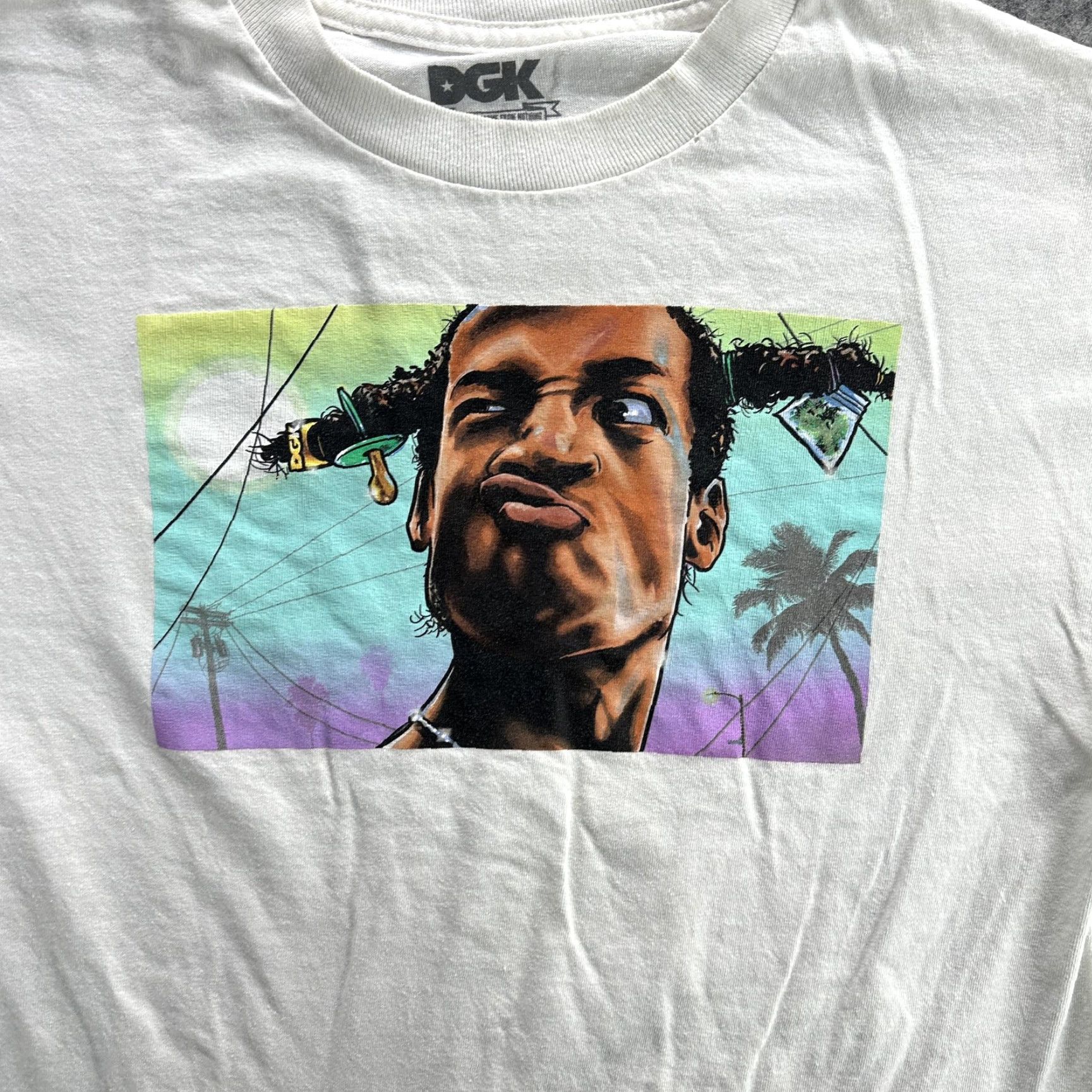 DGK DGK Shirt Mens Medium White Graphic Tee Cartoon Portrait Skate Streetwear Wayans Size US M / EU 48-50 / 2 - 4 Thumbnail