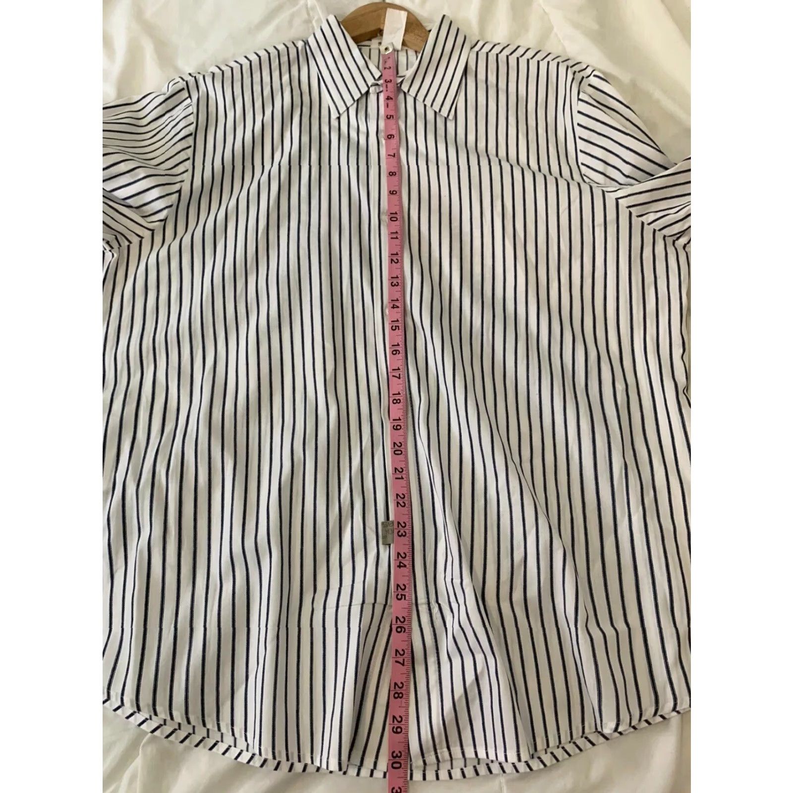 Vintage POP ICON Shirt Long Sleeve Striped Button-Front Men's XL White Blue Button-Up Size US XL / EU 56 / 4 - 5 Thumbnail