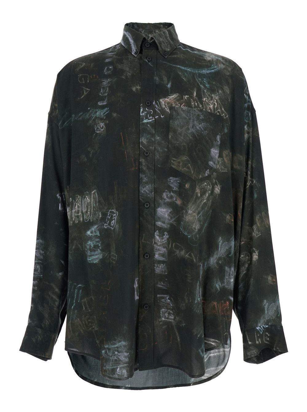 Balenciaga Black Shirt with All-Over Print in Viscose Men Size US M / EU 48-50 / 2 - 1 Thumbnail