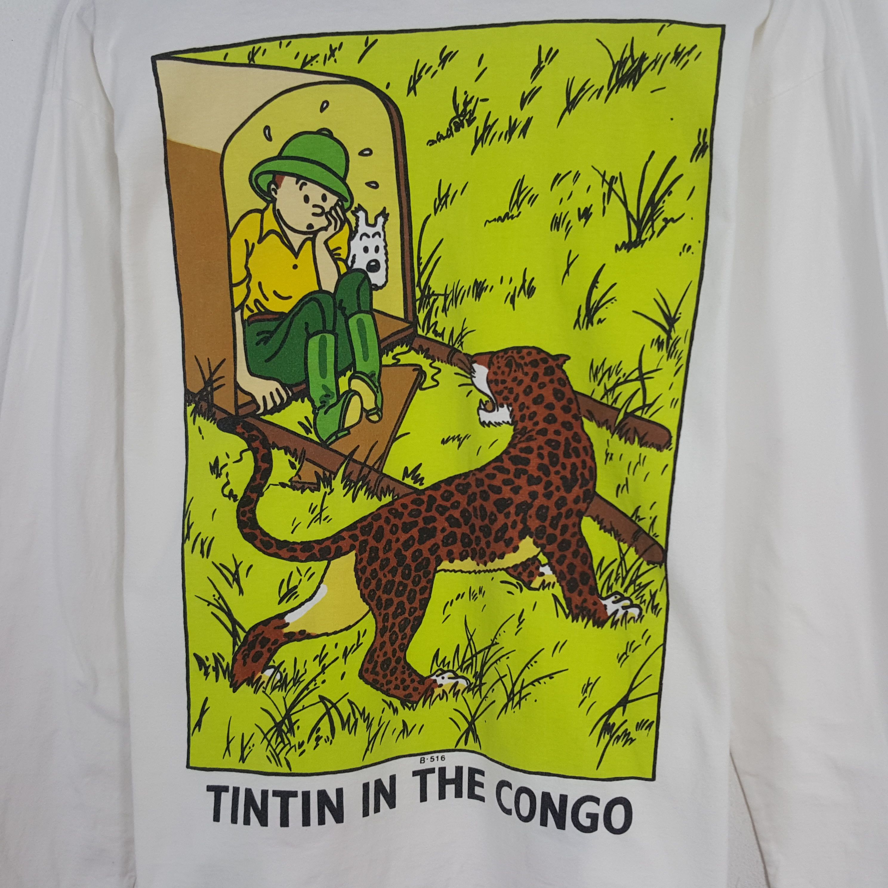 Vintage Vintage Tintin In The Congo Long Sleeve Tshirt Size US L / EU 52-54 / 3 - 2 Thumbnail