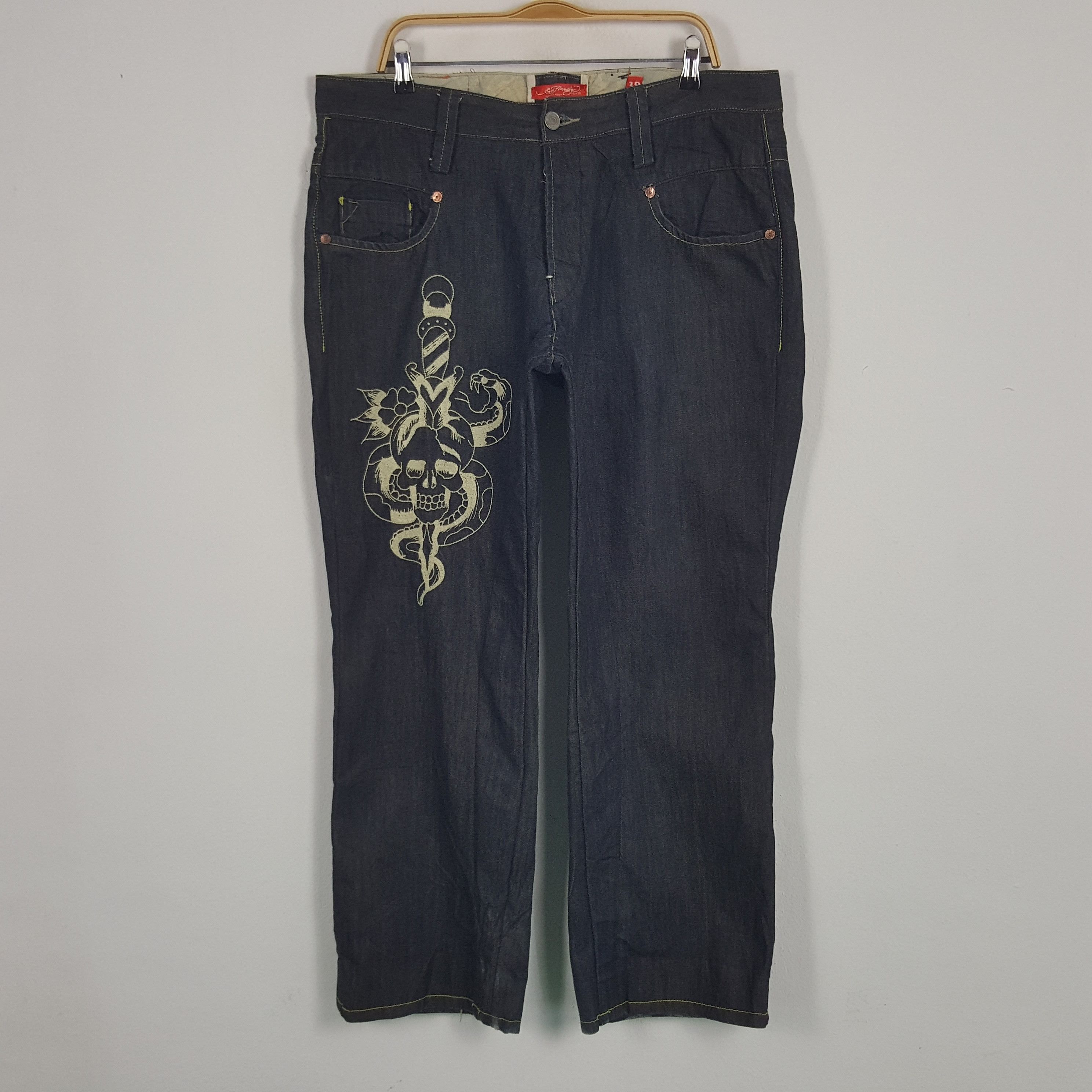 Ed Hardy × Vintage Vintage Ed Hardy Snake Design Denim Jeans Size US 38 / EU 54 - 4 Thumbnail