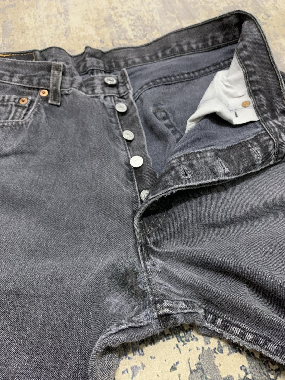 Size 30x35 Vintage Levis 501 Repaired Denim Loose Jeans