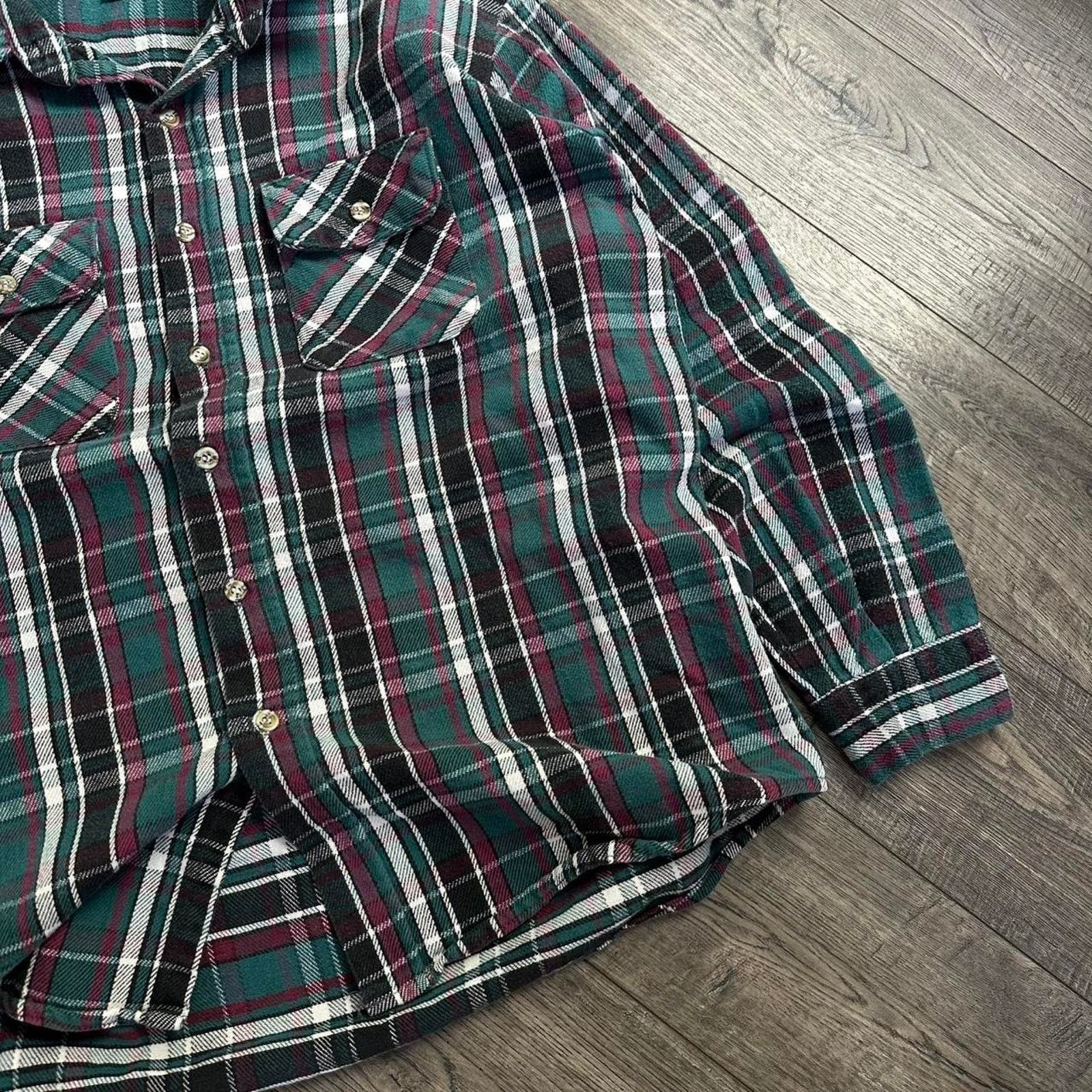 Vintage Vintage 80s Heavy Cotton Plaid Flannel ButtonUp Shirt Jacket Size US L / EU 52-54 / 3 - 2 Thumbnail