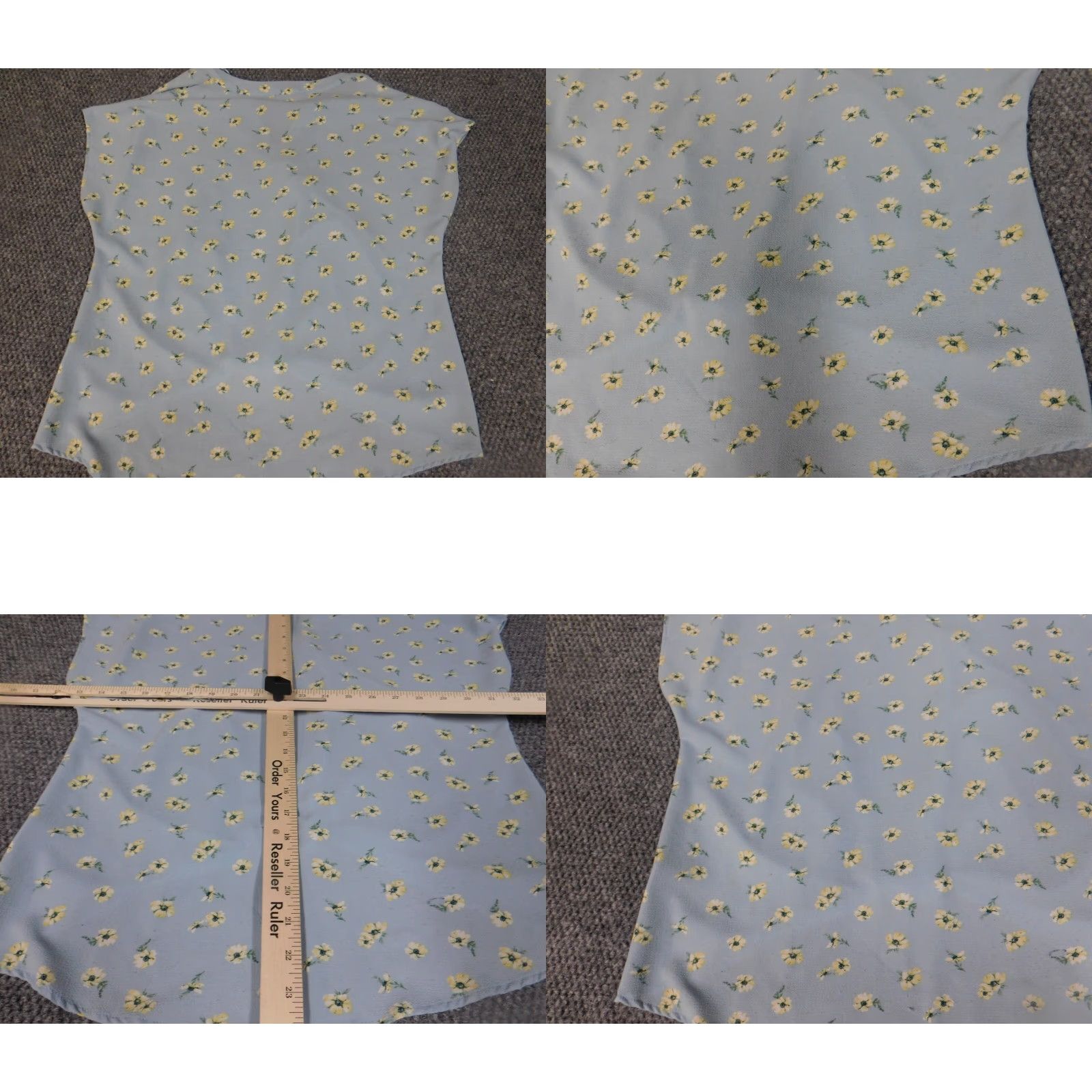 Vintage Pink Rose Blouse Womens M Blue Floral V-Neck Pullover Cap Sleeve Casual Rayon Modern Basic Shirt Size M / US 6-8 / IT 42-44 - 8 Thumbnail