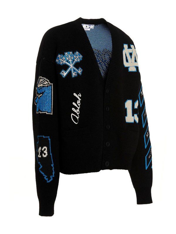 Off-White o1gr1nt1124 Cryst Graphics Knit Cardigan in Black Size US L / EU 52-54 / 3 - 3 Thumbnail