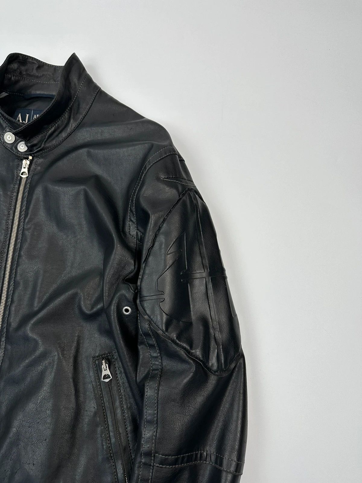 Armani Armani Jeans 00’s Black Faux Leather Jacket Size US M / EU 48-50 / 2 - 6 Thumbnail