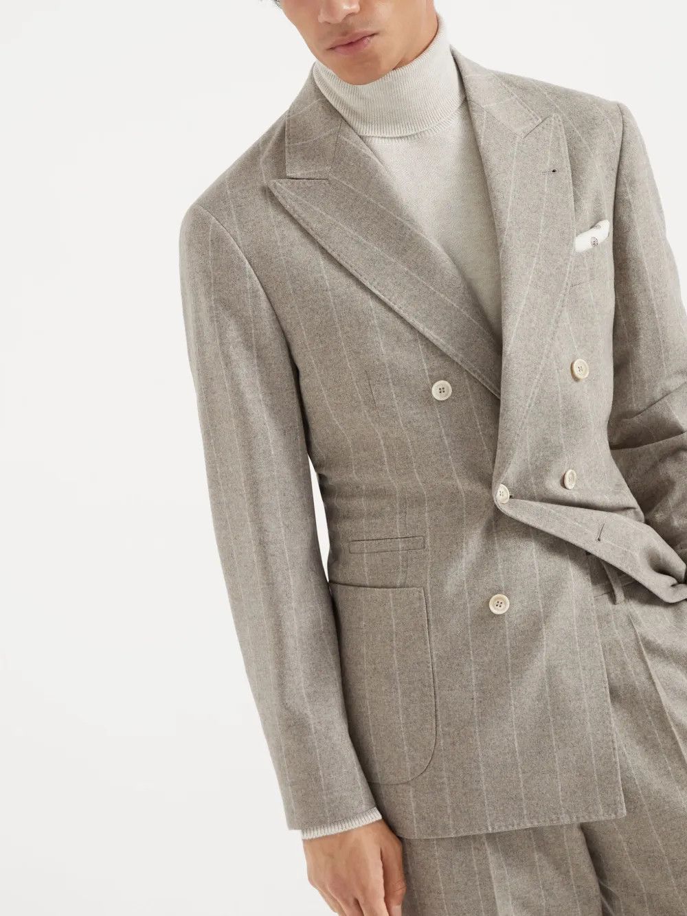 Brunello Cucinelli o1w1db11125 Pinstripe Pattern Jacket in Grey Size US M / EU 48-50 / 2 - 2 Thumbnail
