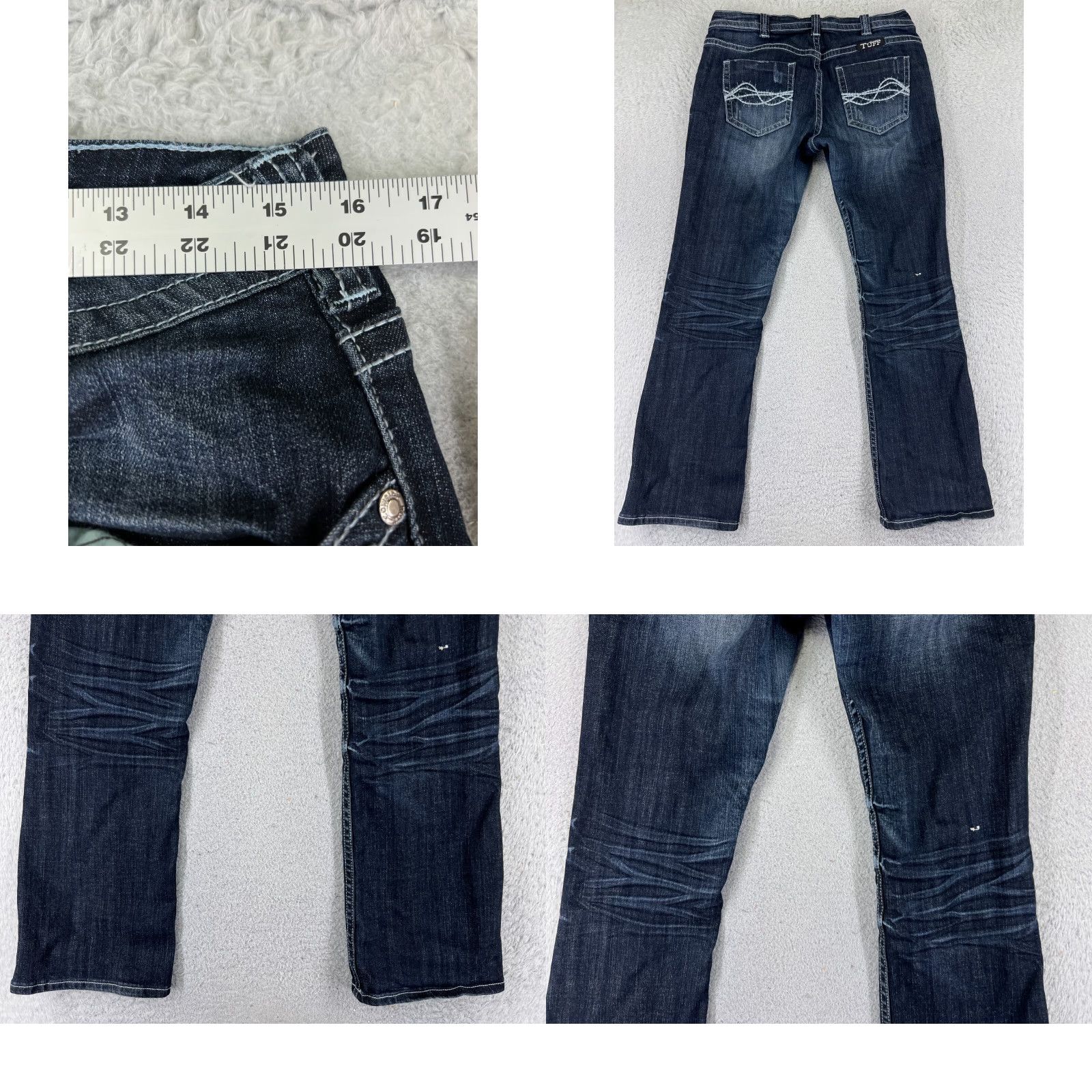 Denime Cowgirl Tuff Jeans Women Bootcut Denim 30x30 Blue Distressed 5-Pocket Regular Waist 30 Inseam Cowboy Southwestern 30 Color Blue Size 30" / US 8 / IT 44 - 9 Thumbnail