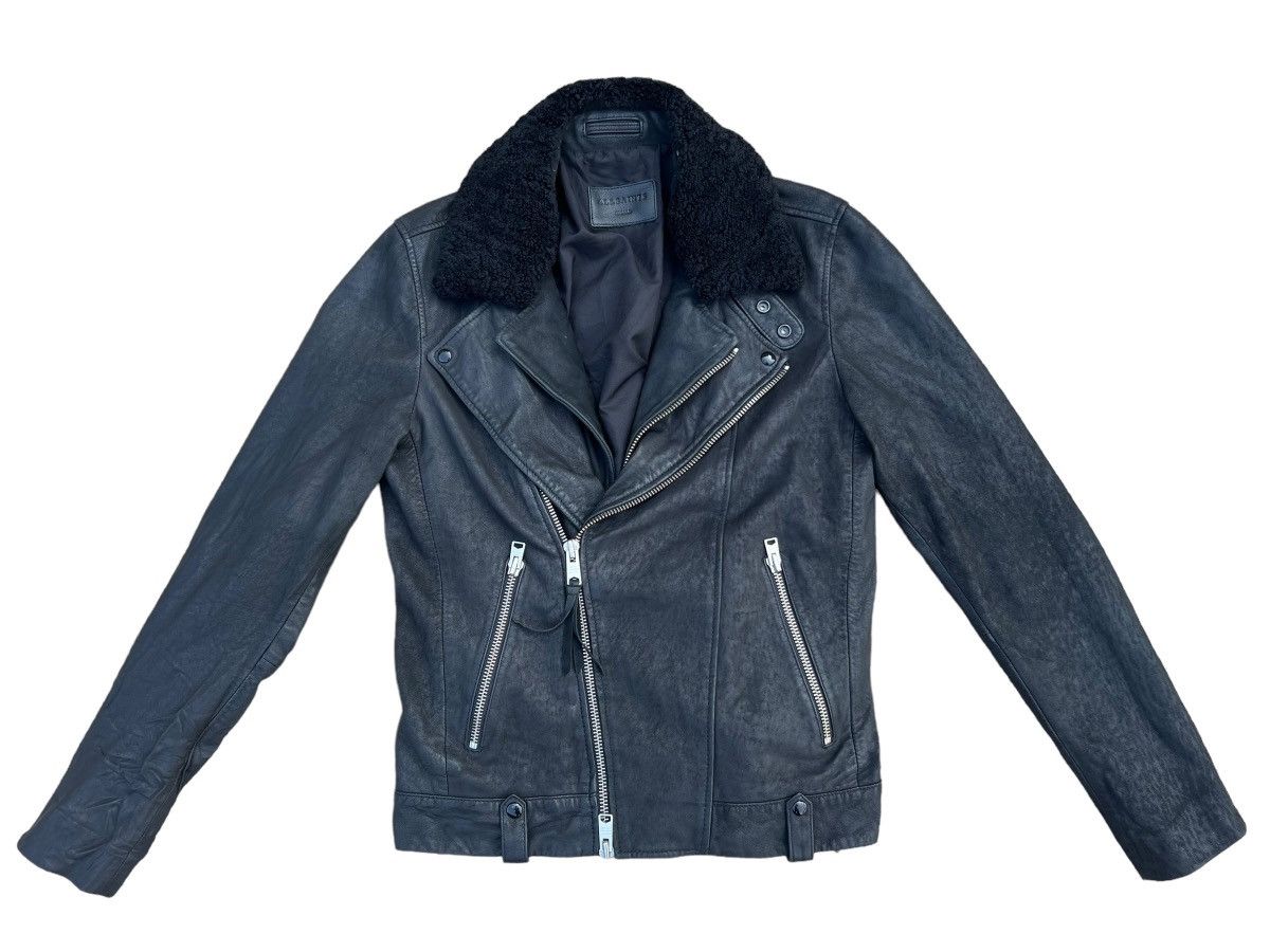 AllSaints Shearling Collar Hanoi Leather Biker Jacket
