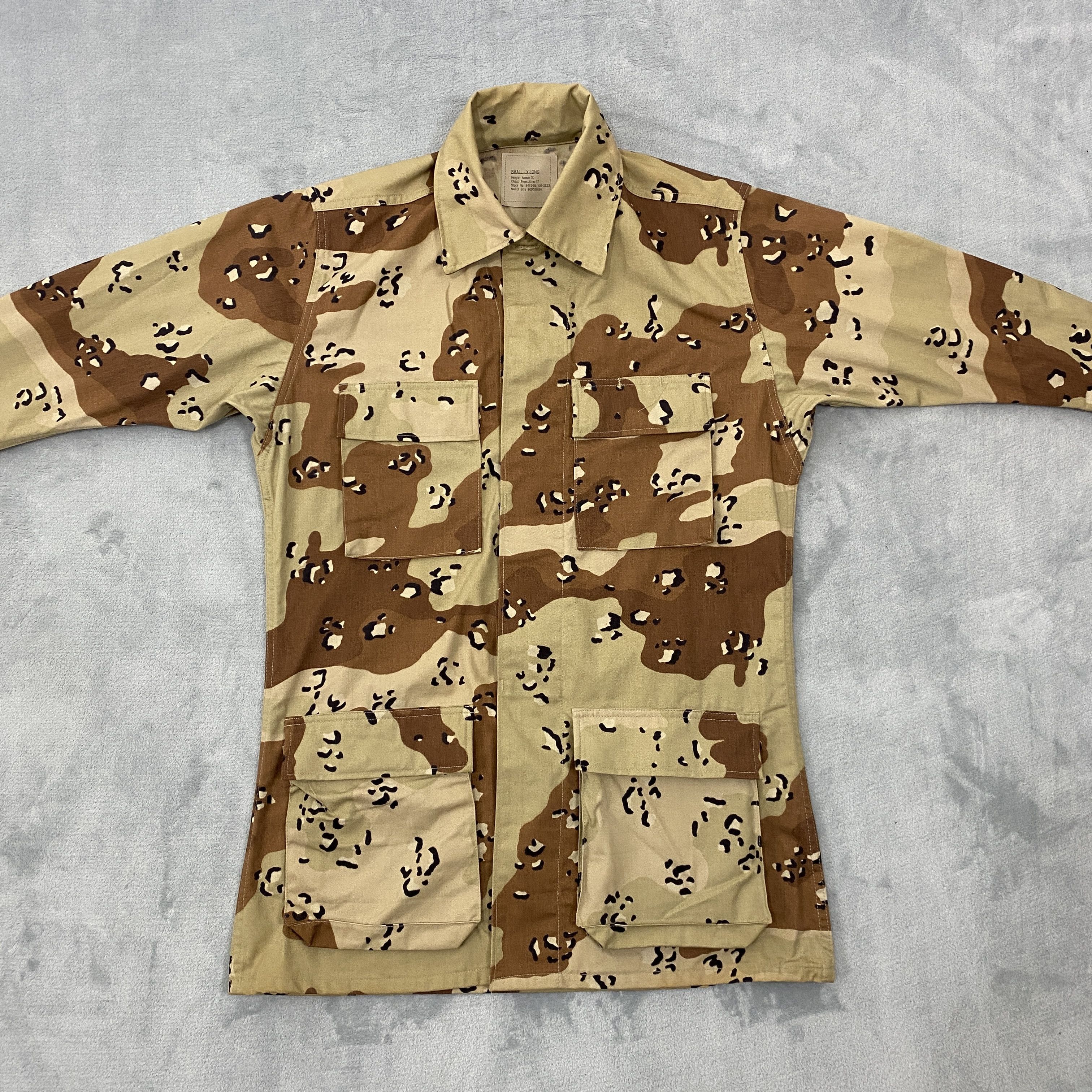 Vintage Combat Battle Dress Jacket Small X-Long Chocolate Chip Camo Size US S / EU 44-46 / 1 - 8 Thumbnail