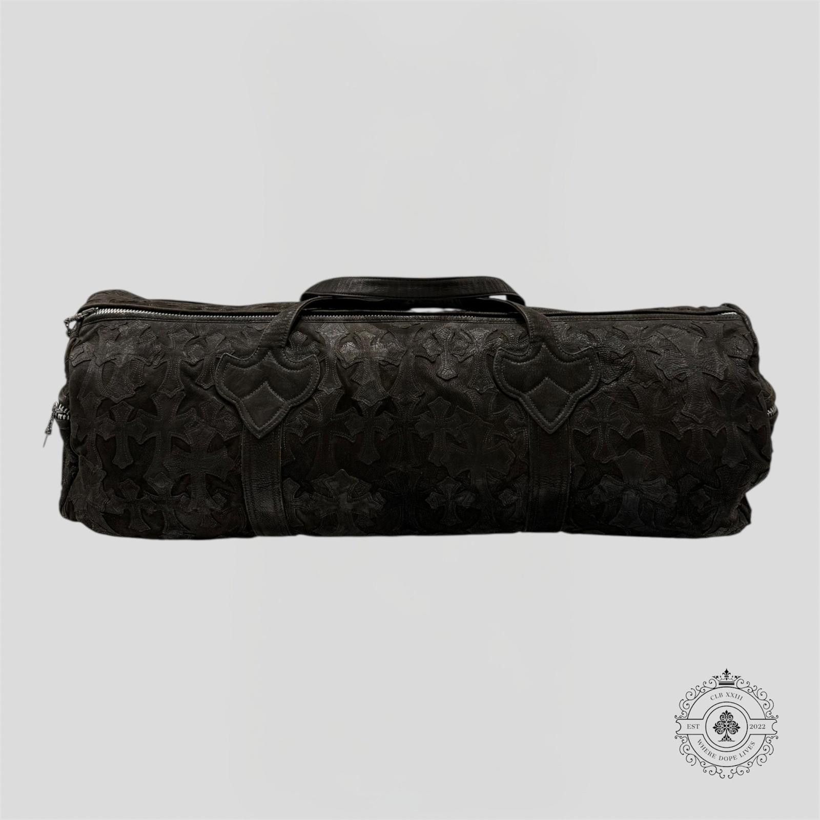 Black Chrome Duffle Chrome Hearts XXL Cross Patch Duffle Bag