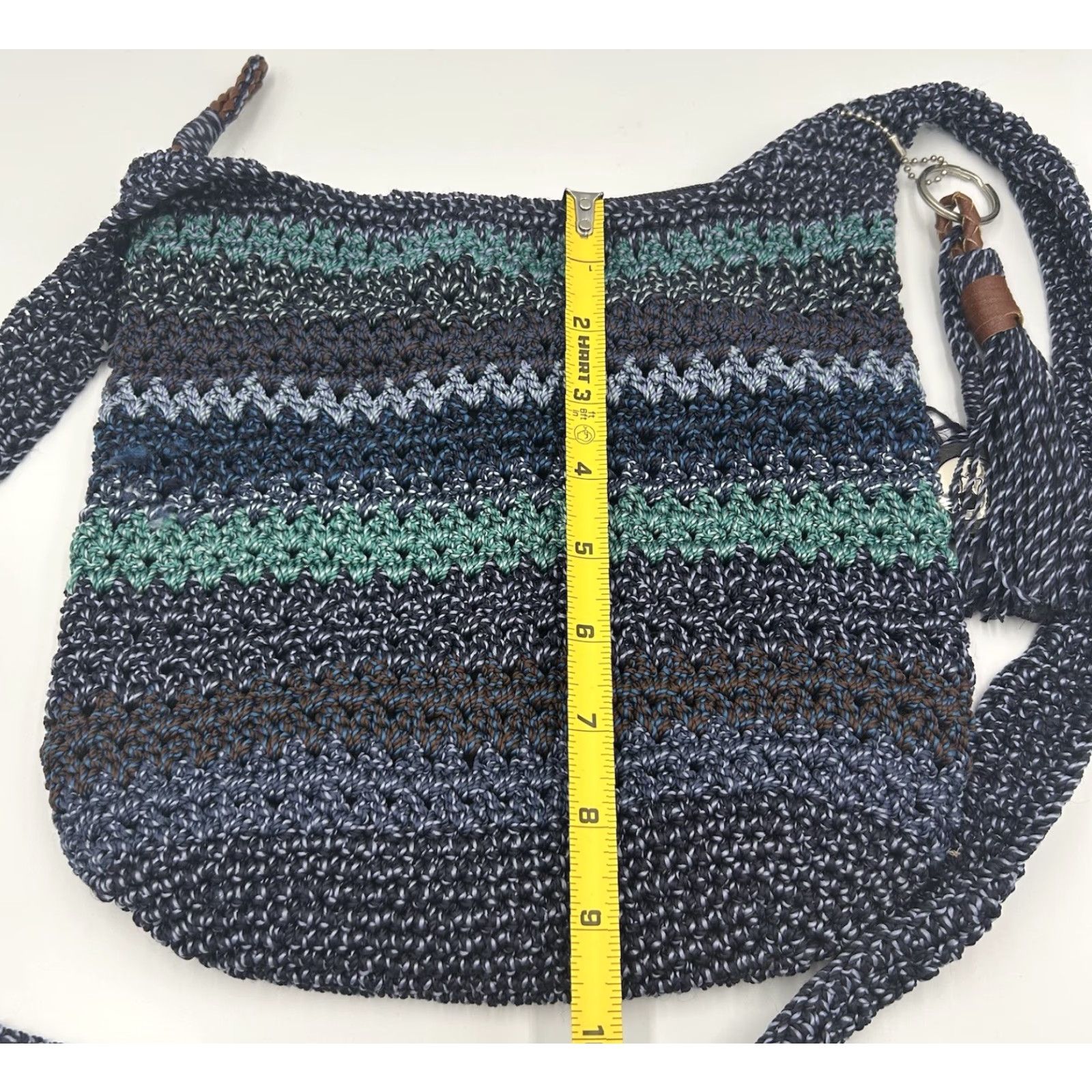 The Sak VINTAGE The Sak Crocheted Blue Multi Shoulder Handbag Zipper Adjustable Strap Pockets Size ONE SIZE - 6 Thumbnail