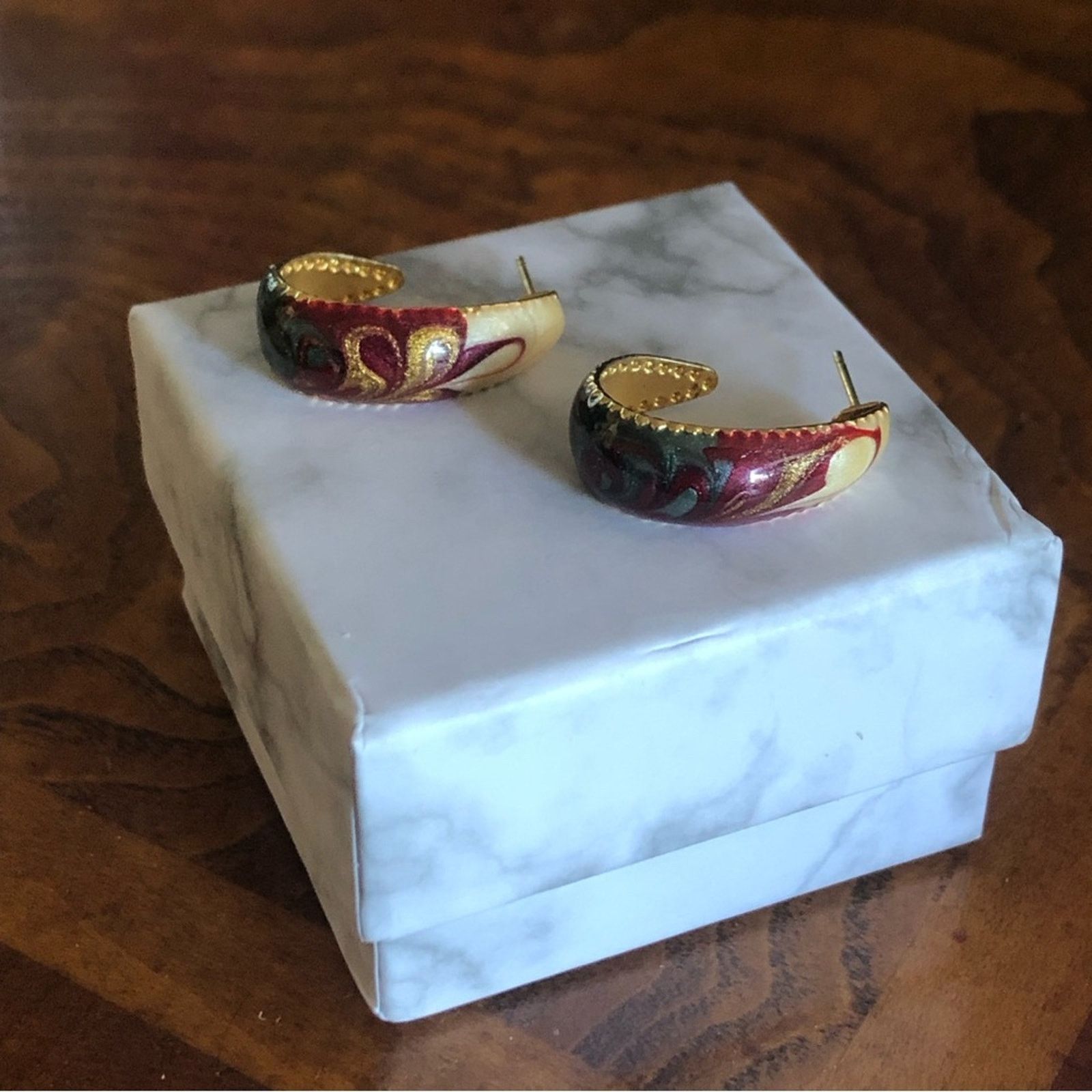 Vintage Vintage 80s multi tone sparkle enamel small hoop earrings Size ONE SIZE - 1 Thumbnail