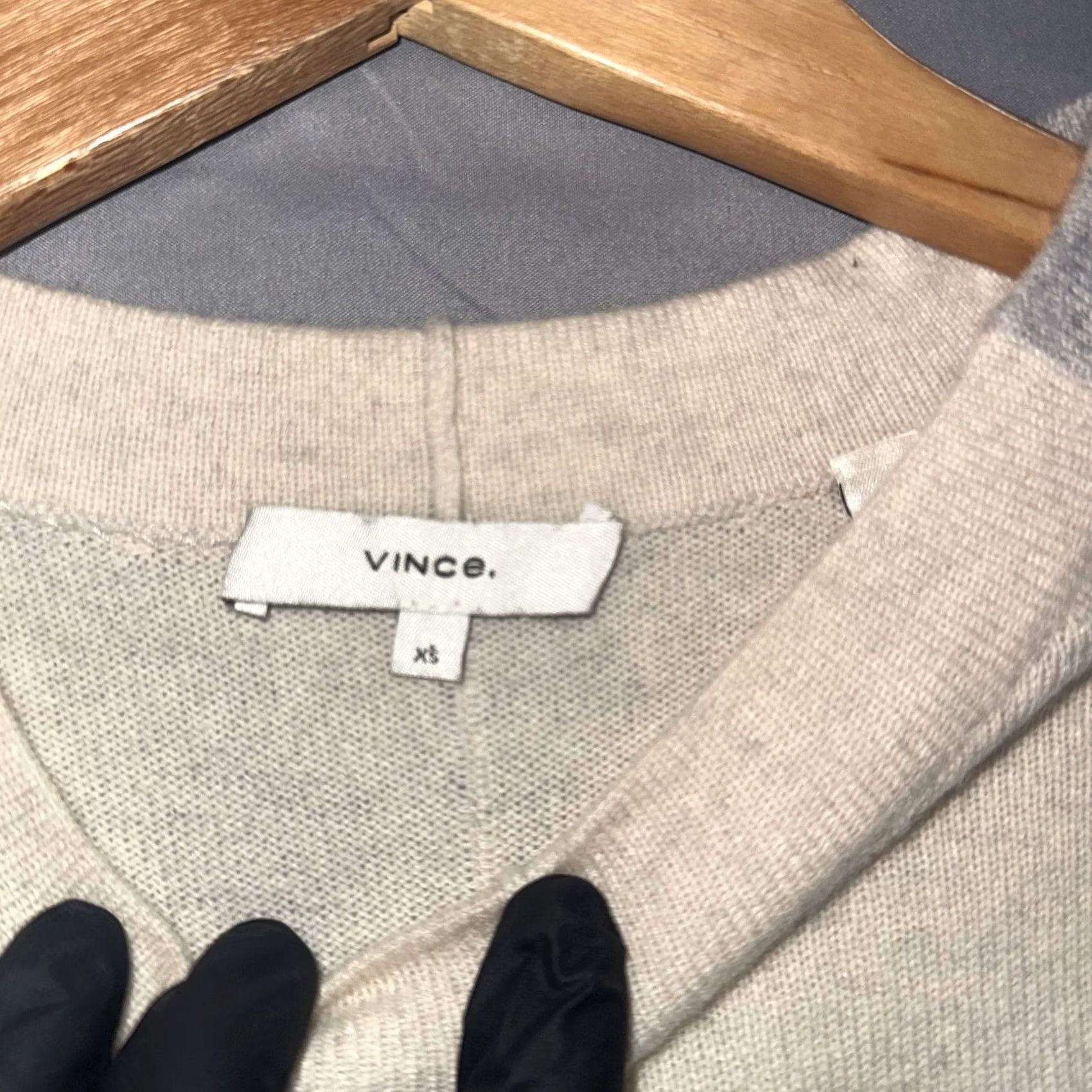 Vince Vince Sweater Womens XS White Gray 100% Cashmere Raglan Crewneck Pullover Size XS / US 0-2 / IT 36-38 - 4 Thumbnail