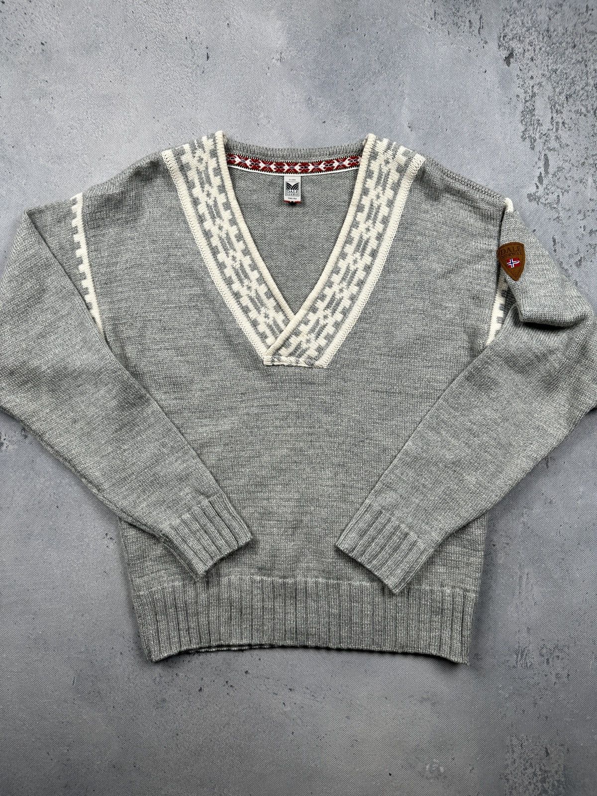 Dale Of Norway Dale Of Norway Grey Wool V Neck Nordic Pattern Knit Sweater Size XL / US 12-14 / IT 48-50 - 5 Thumbnail