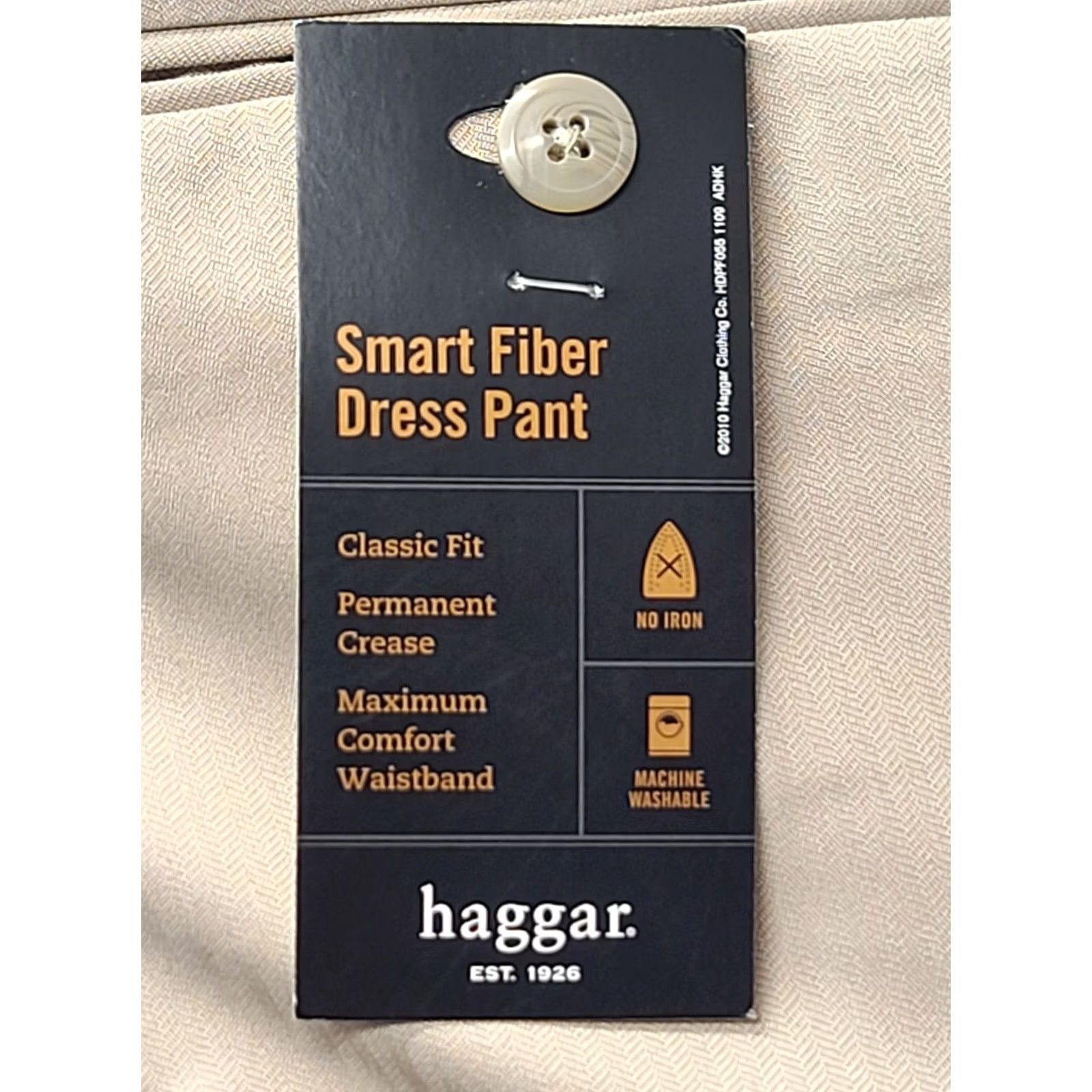 Haggar Haggar Smart Fiber Dress Pant Mens 36x30 Classic Fit Straight Leg Repreve Casual Dress Pants Mens 36 Beige Solid City Wedding Size US 36 / EU 52 - 2 Thumbnail