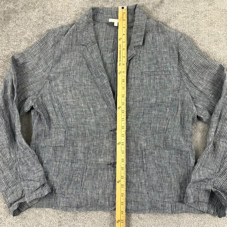 Eileen Fisher Eileen Fisher Button-Up Blazer Shirt Womens XL Blue Striped Linen 2-Button Casual Top Size XL / US 12-14 / IT 48-50 - 4 Thumbnail