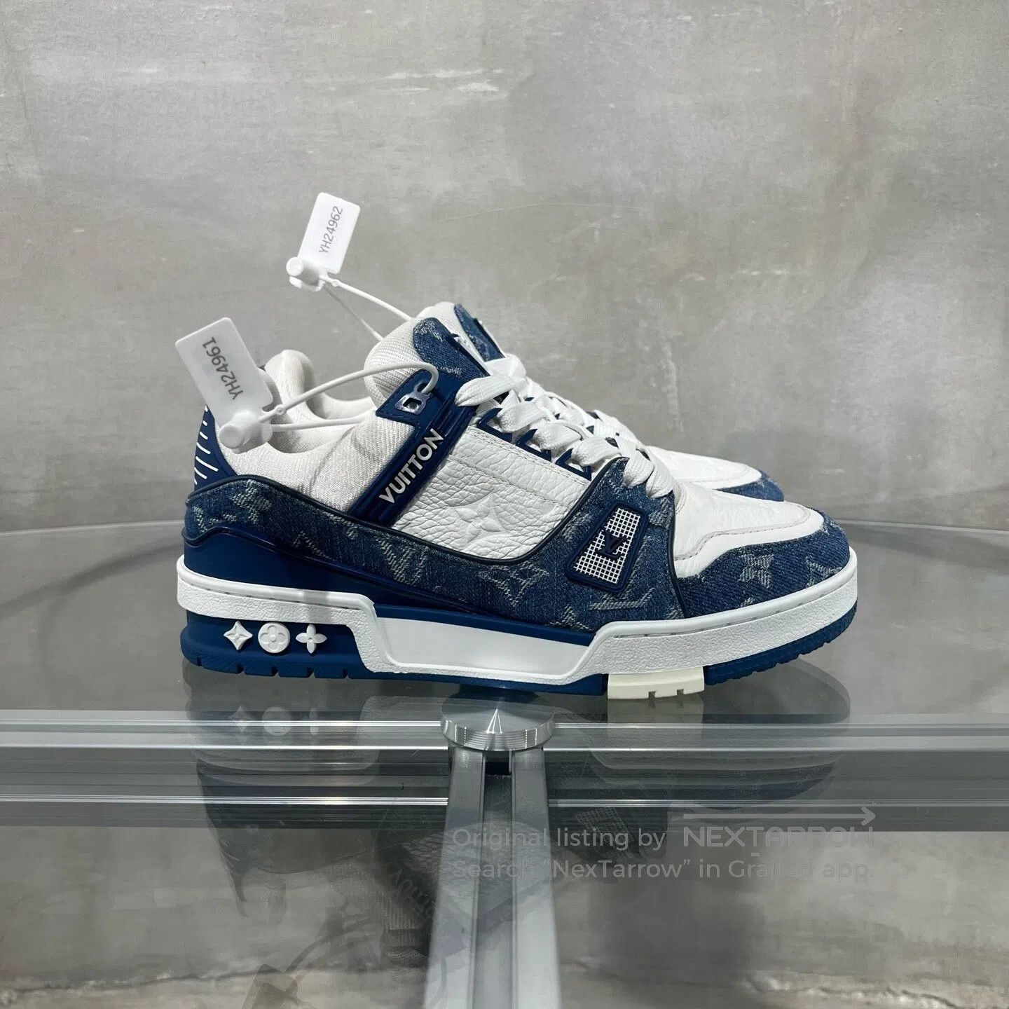 Louis Vuitton Louis Vuitton Trainer Low-Top Board Shoes Blue and White Size US 7 / IT 37 - 4 Thumbnail