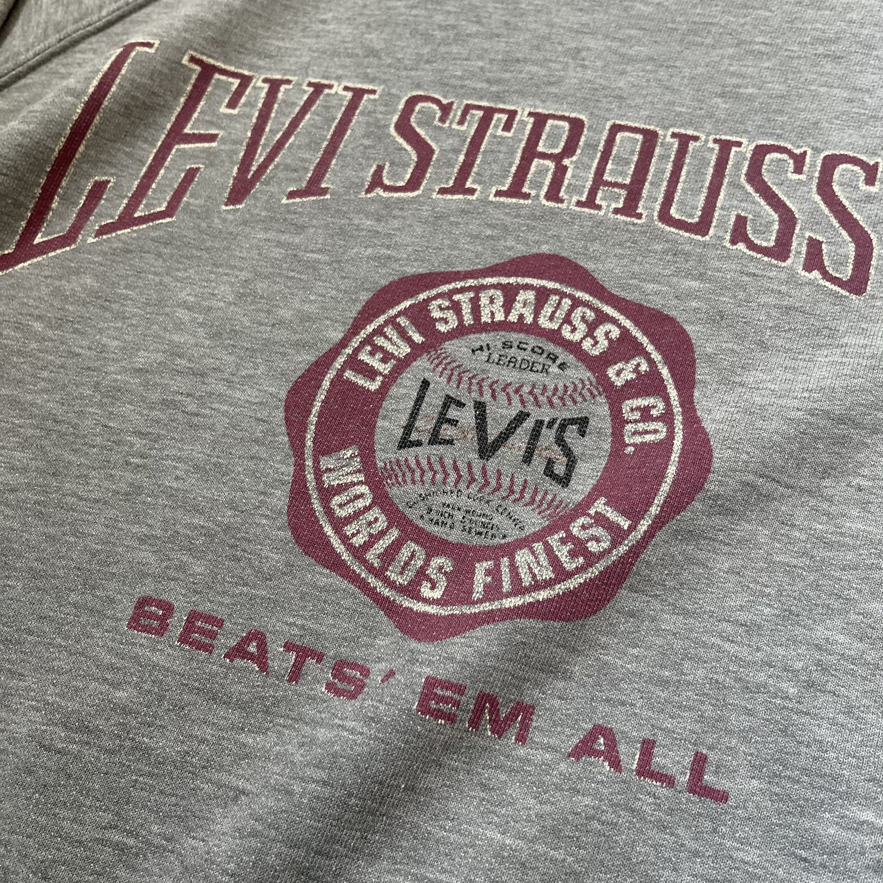 Levi's × Levi's Vintage Clothing × Vintage Vintage Levis Spellout Logo Gray Oversize Sweatshirt Size US L / EU 52-54 / 3 - 4 Thumbnail