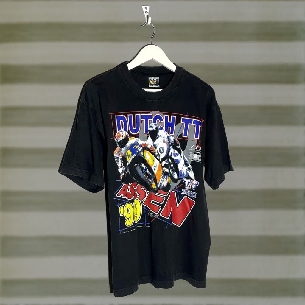 Champion Champion Dutch TT Assen T-Shirt Mens M Black Cotton Graphic Print Vintage 90s Sports Moto Racing Clouded by Yamaha Ducati Honda Suzuki Size US M / EU 48-50 / 2 - 1 Thumbnail