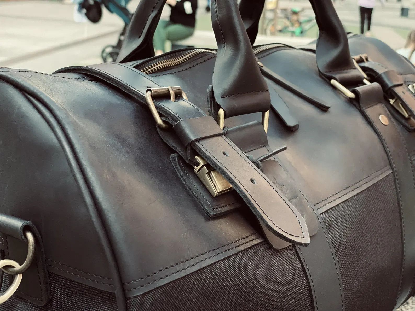 Handmade Genuine leather and thick canvas. Leather Weekender Size ONE SIZE - 8 Thumbnail