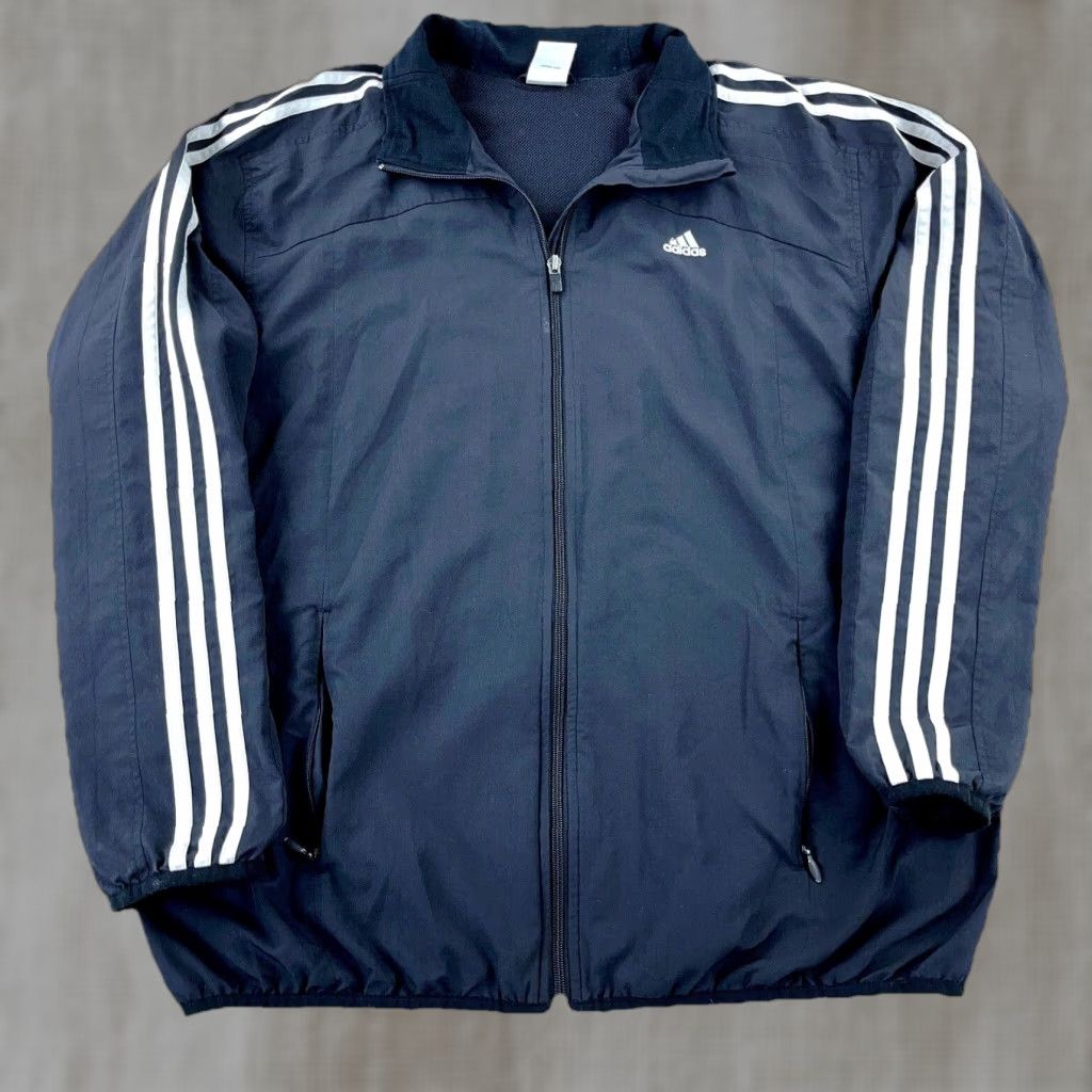 Adidas Adidas Windbreaker Jacket Men L Black White Full Zip Lightweight Breathable Pockets Classics Retro Sports Logo Hipster Track & Field Size US L / EU 52-54 / 3 - 1 Thumbnail