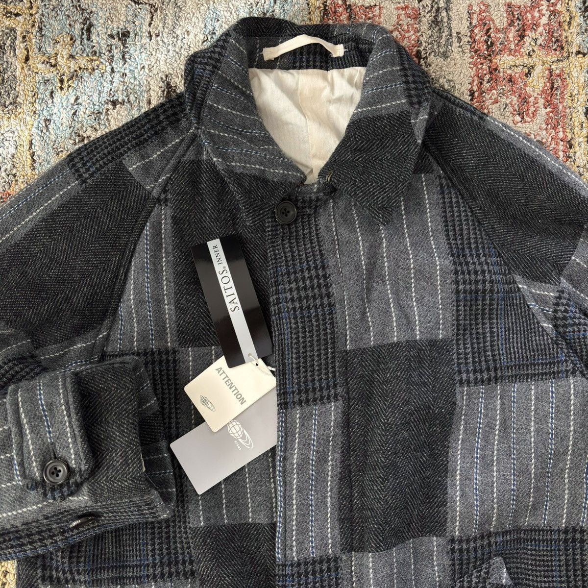 Beams Plus AW19 Jacquard Tweed Patchwork Bal Collar Coat wool Size US S / EU 44-46 / 1 - 2 Thumbnail