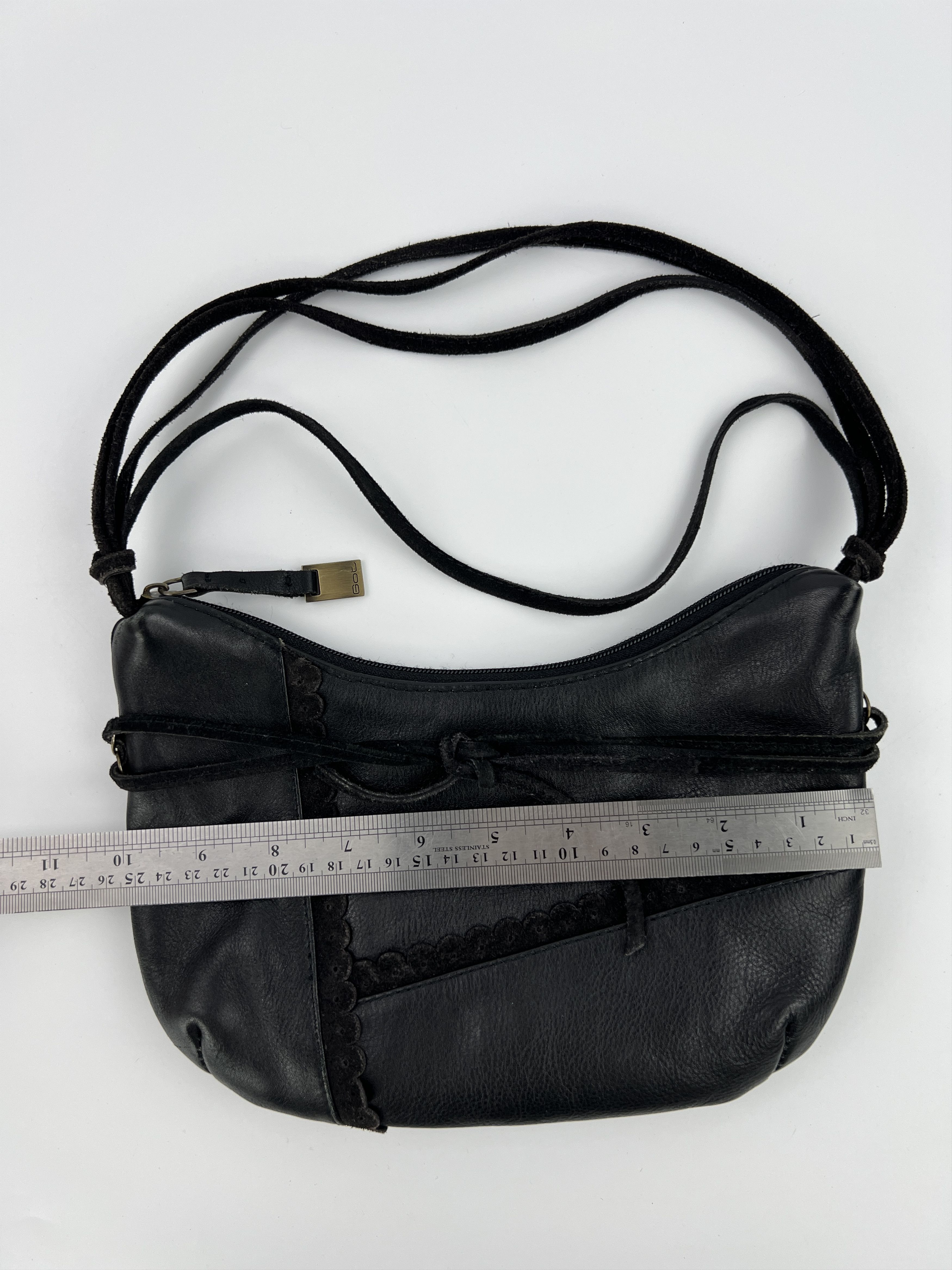 Japanese Brand Y2K Style Black Leather Mini Bag Strap Emo Goth Avant Garde Size ONE SIZE - 8 Thumbnail