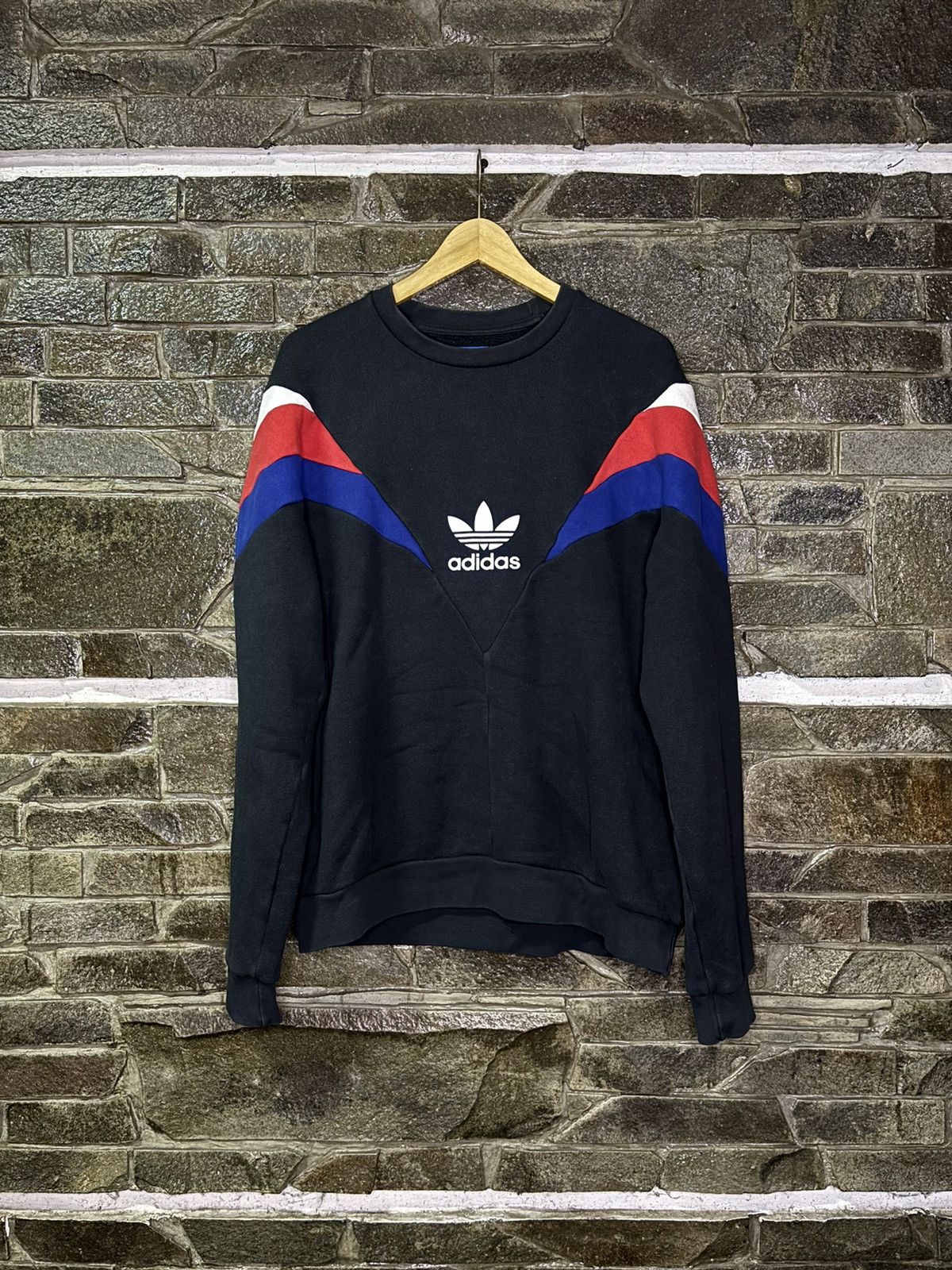 image of Adidas Neva Russian Flag Colorway Like Rocky Balboa Crewneck in Black, Men's (Size XL)