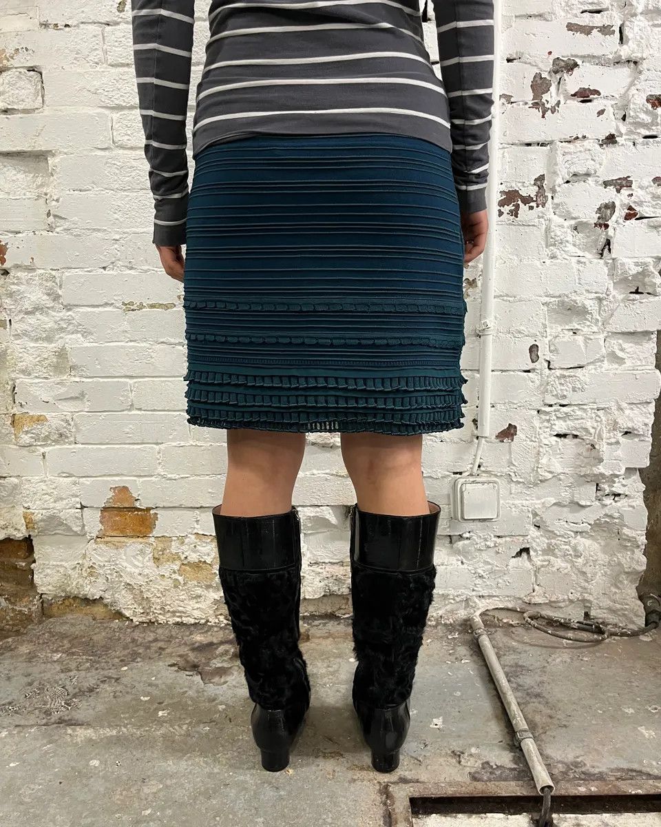 Roberto Cavalli Roberto Cavalli Teal Wool Textured Blue Midi Skirt Size 28" / US 6 / IT 42 - 3 Thumbnail